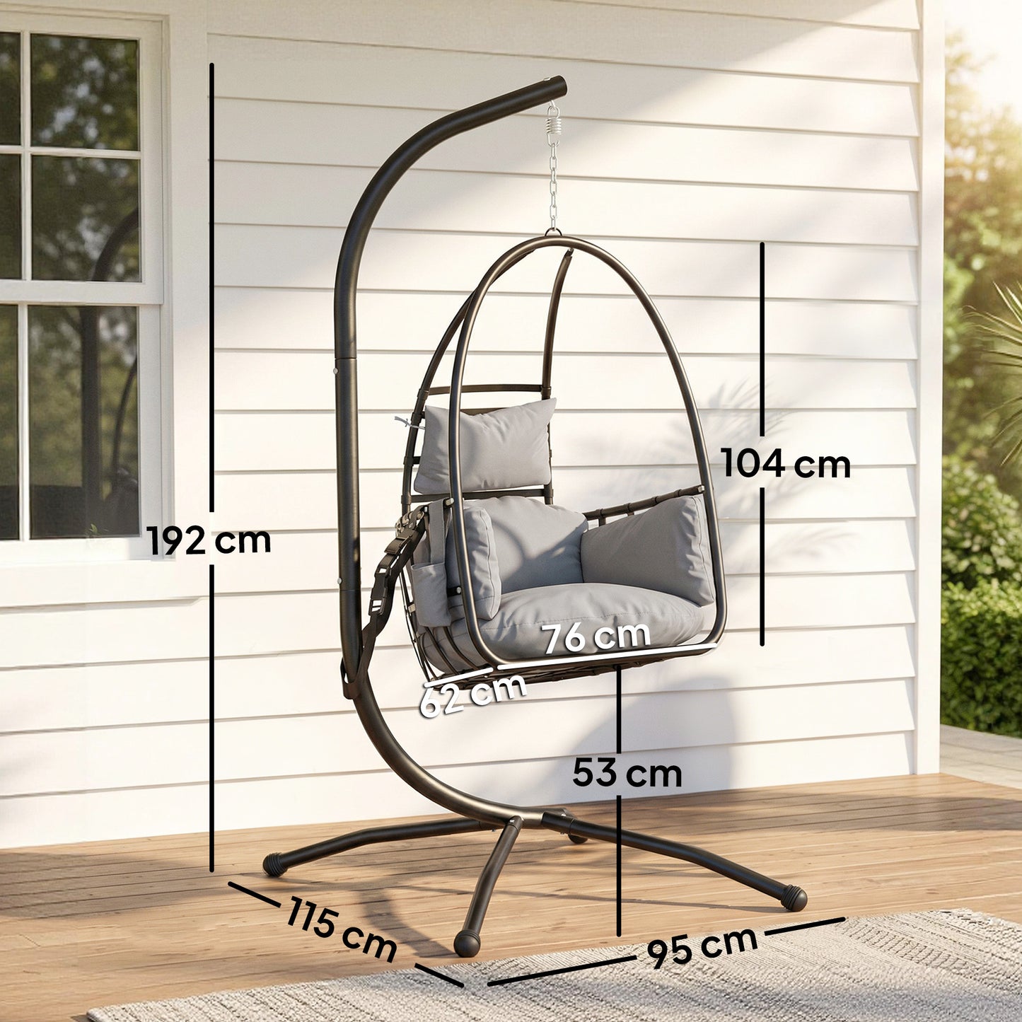 Hanging Egg Chair, Indoor Outdoor Swinging Hammock Chair with Stand