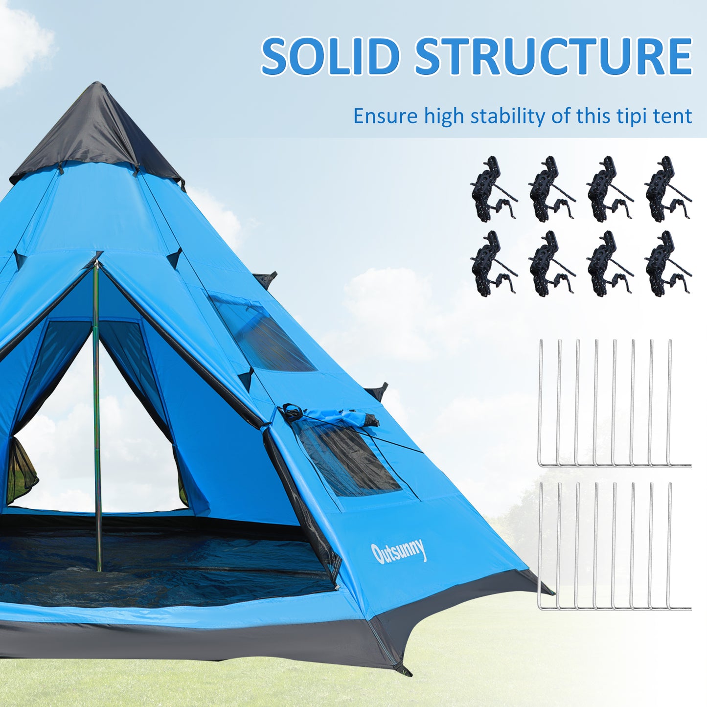 6 Men Tipi Tent with Carry Bag