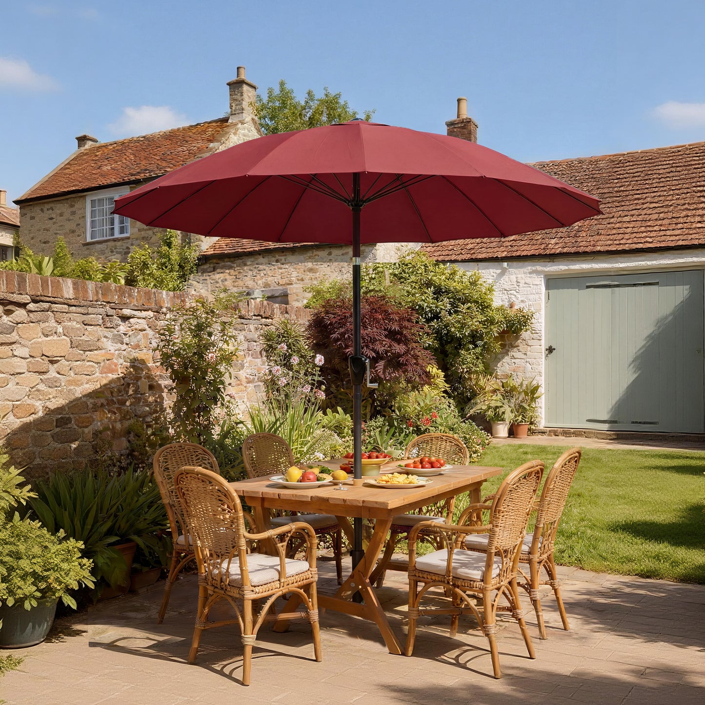 2 m Shanghai Garden Parasol Umbrella with 16 Fibreglass Ribs