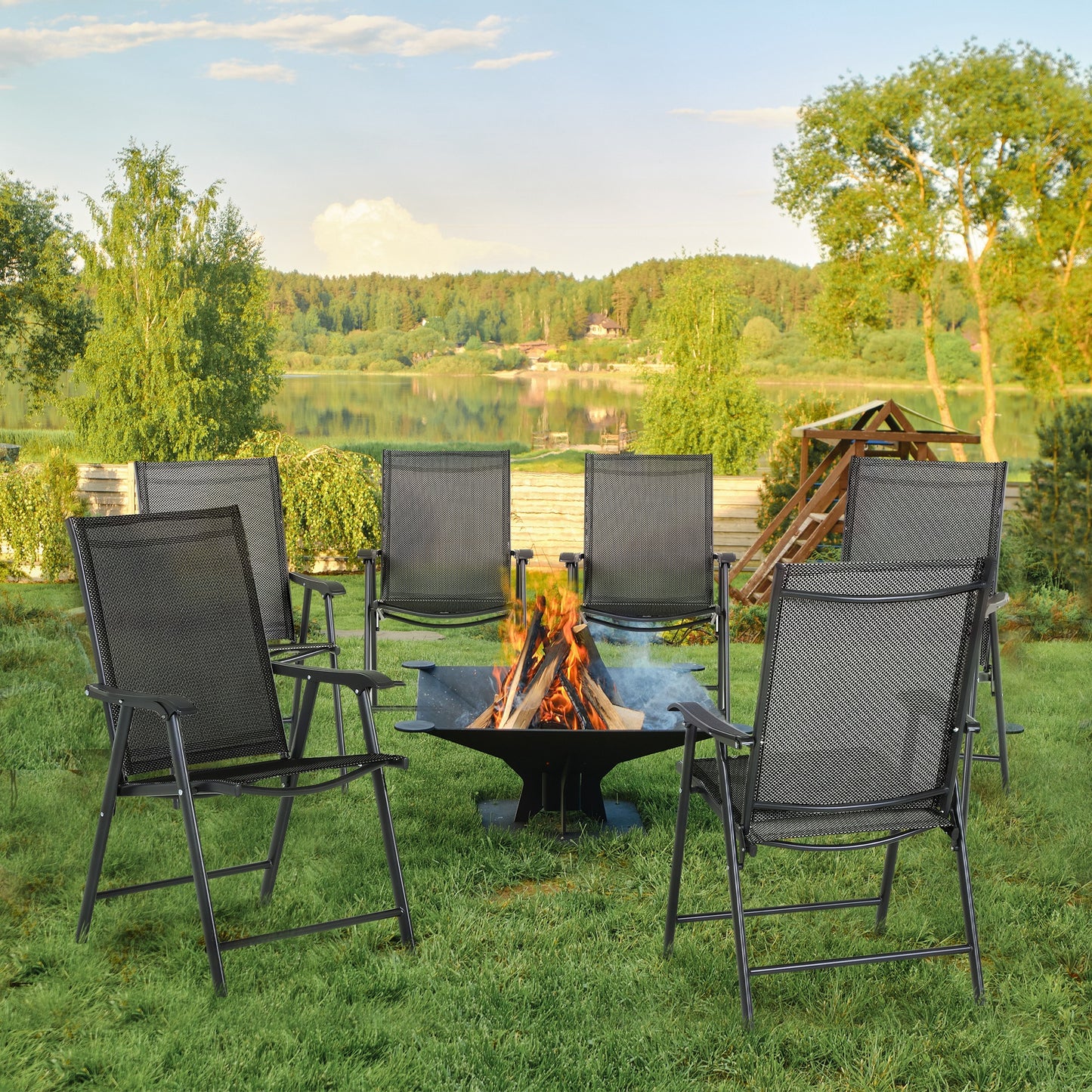 Set of Six Folding Garden Chairs