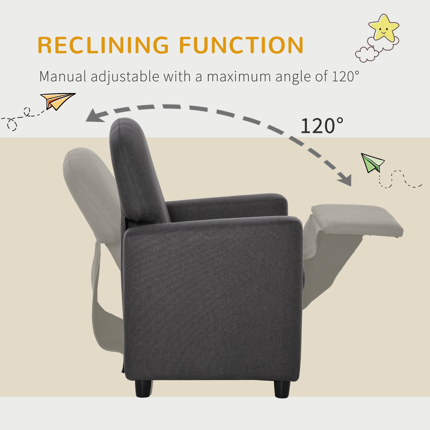 2 in 1 design Kids Sofa Armchair with Footrest
