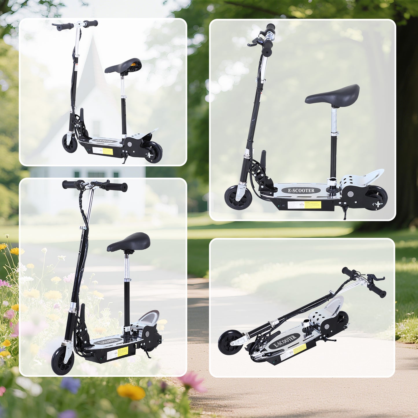 Foldable Powered Scooter with Adjustable Seat, Brake
