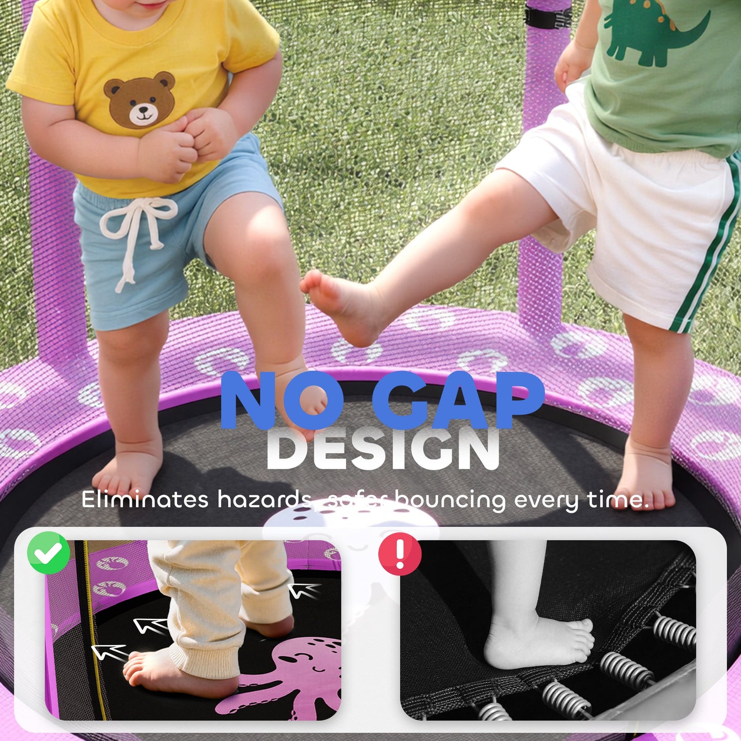 4.6ft Toddler Trampoline w/ Safety Enclosure Net
