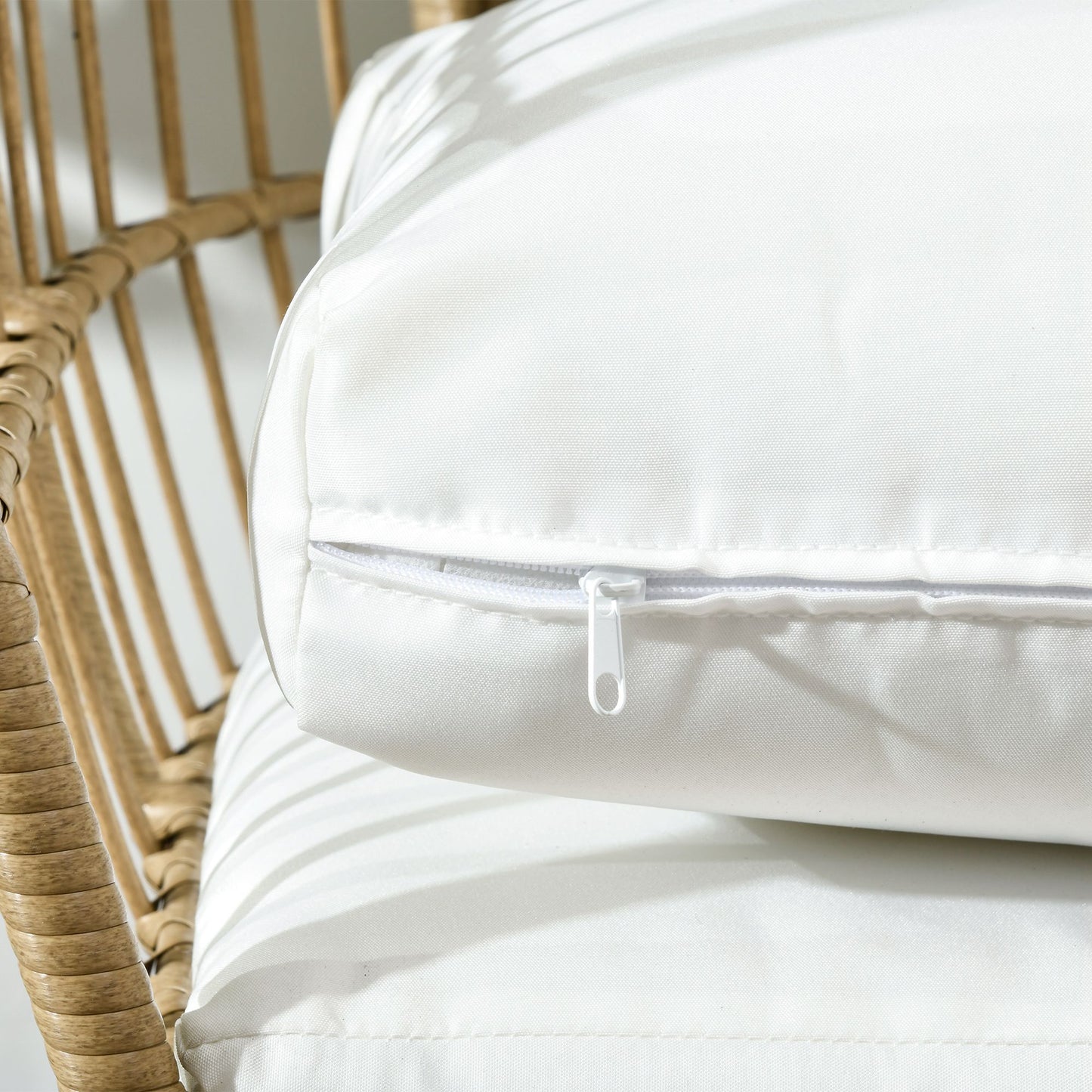 Rattan Egg Chair with Cushions and Pillows