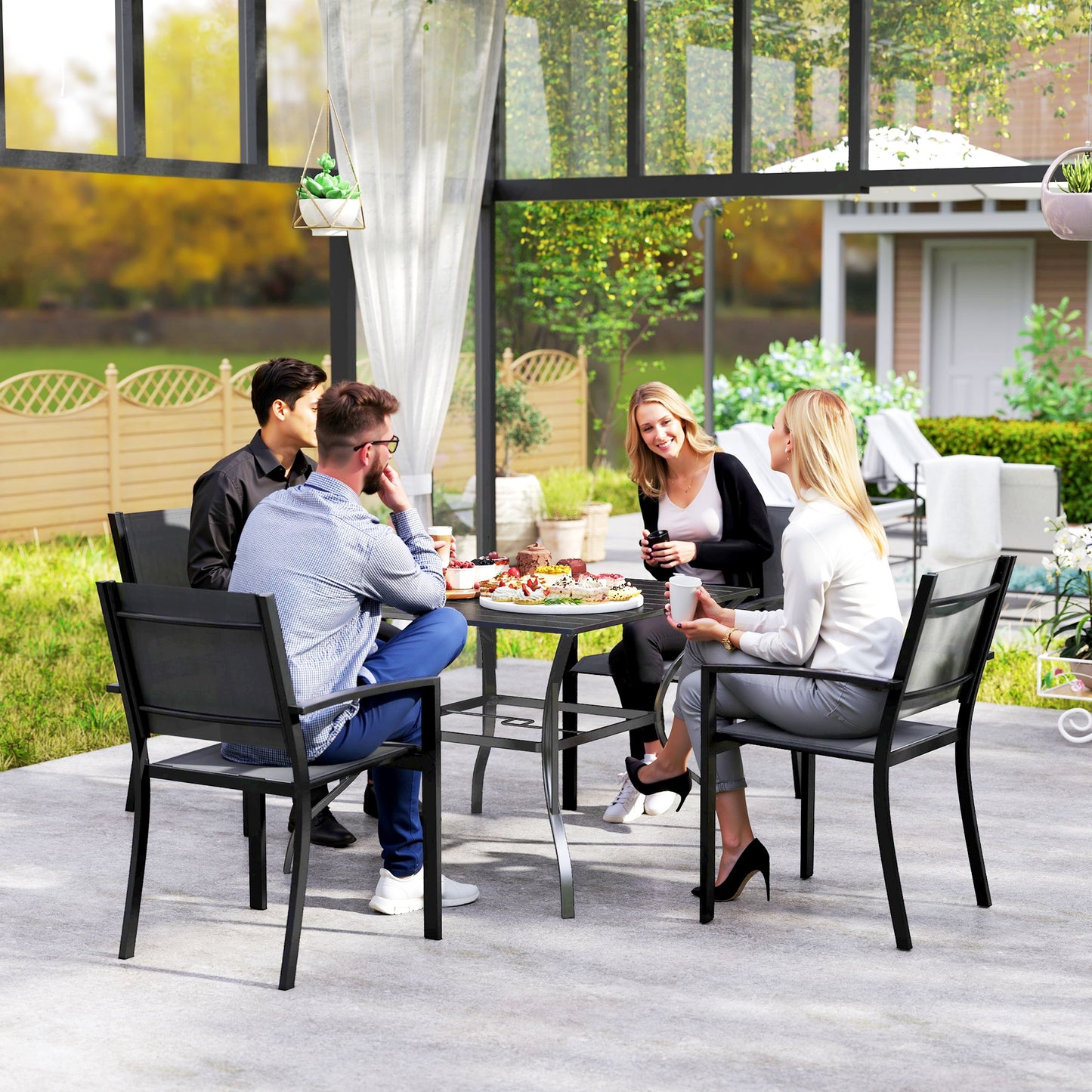 94 x 94 cm Garden Table with Parasol Hole