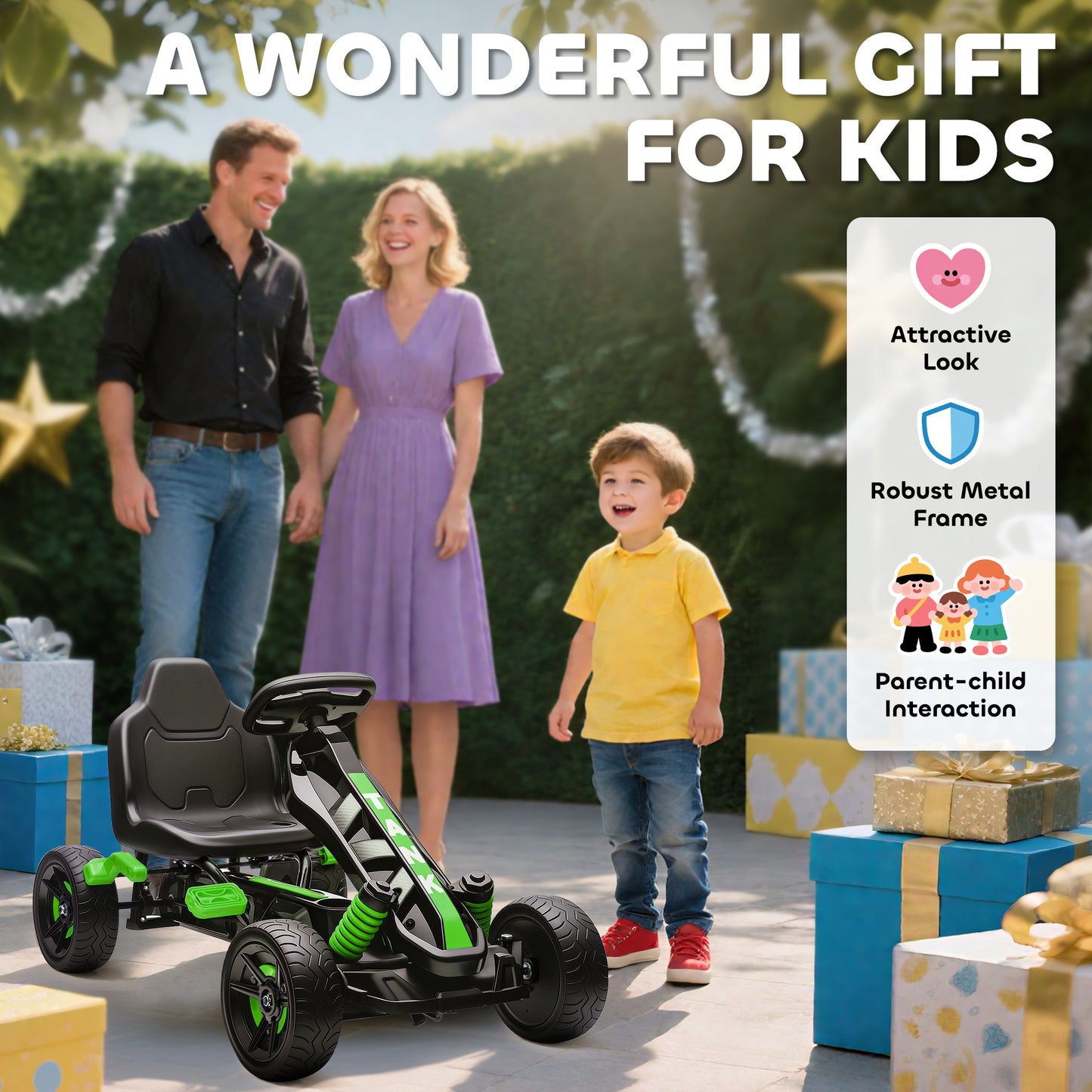 Pedal Go Kart for Kids Aged 3-6 Years, with Freewheel System, Brake