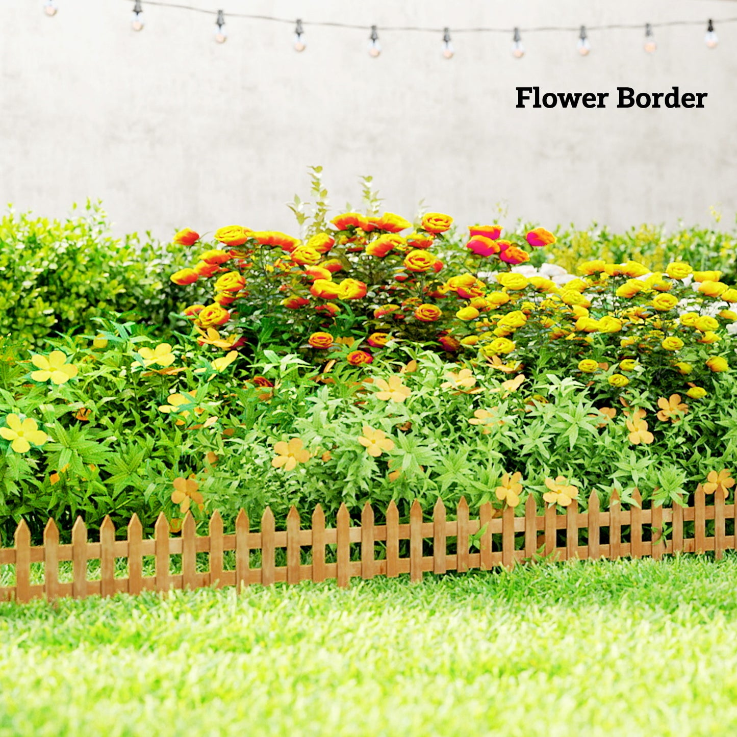 Pack of 12 Wooden Border Fences