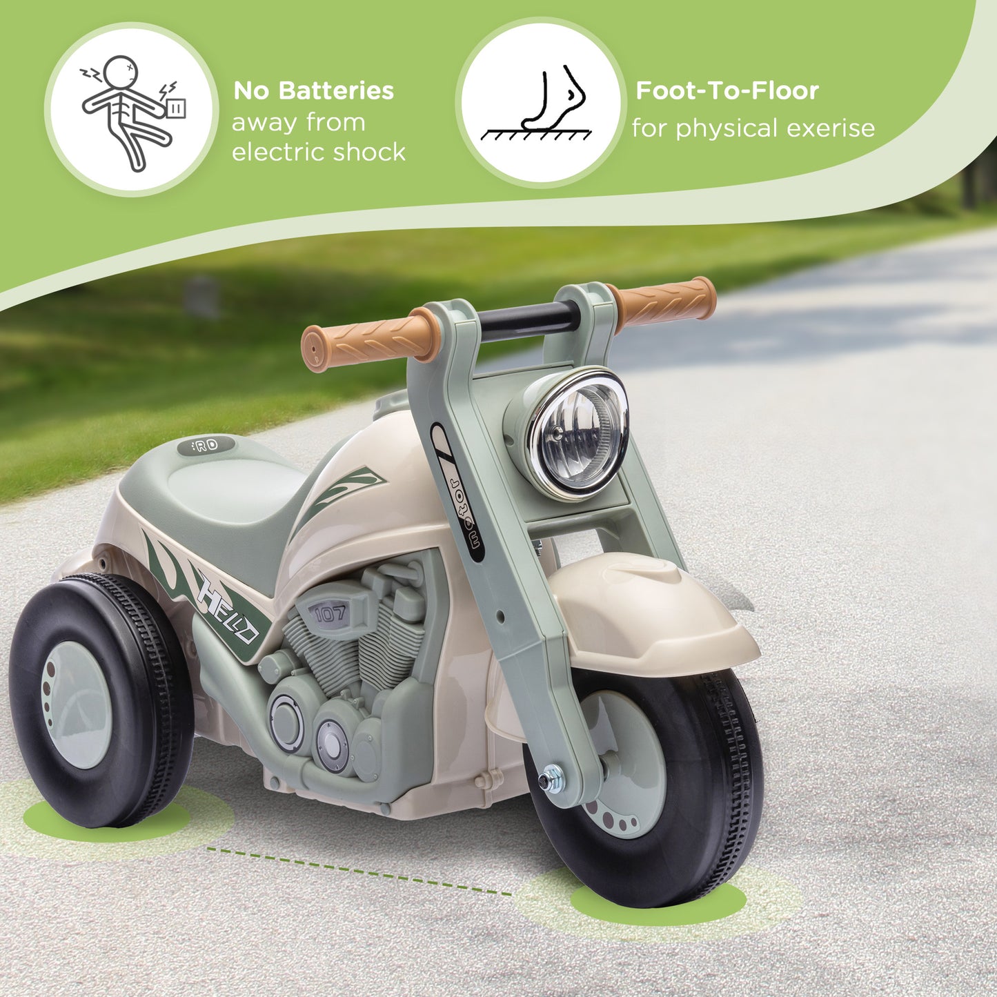 Foot To Floor Sliding Kids Ride On Car with Music, Bubble