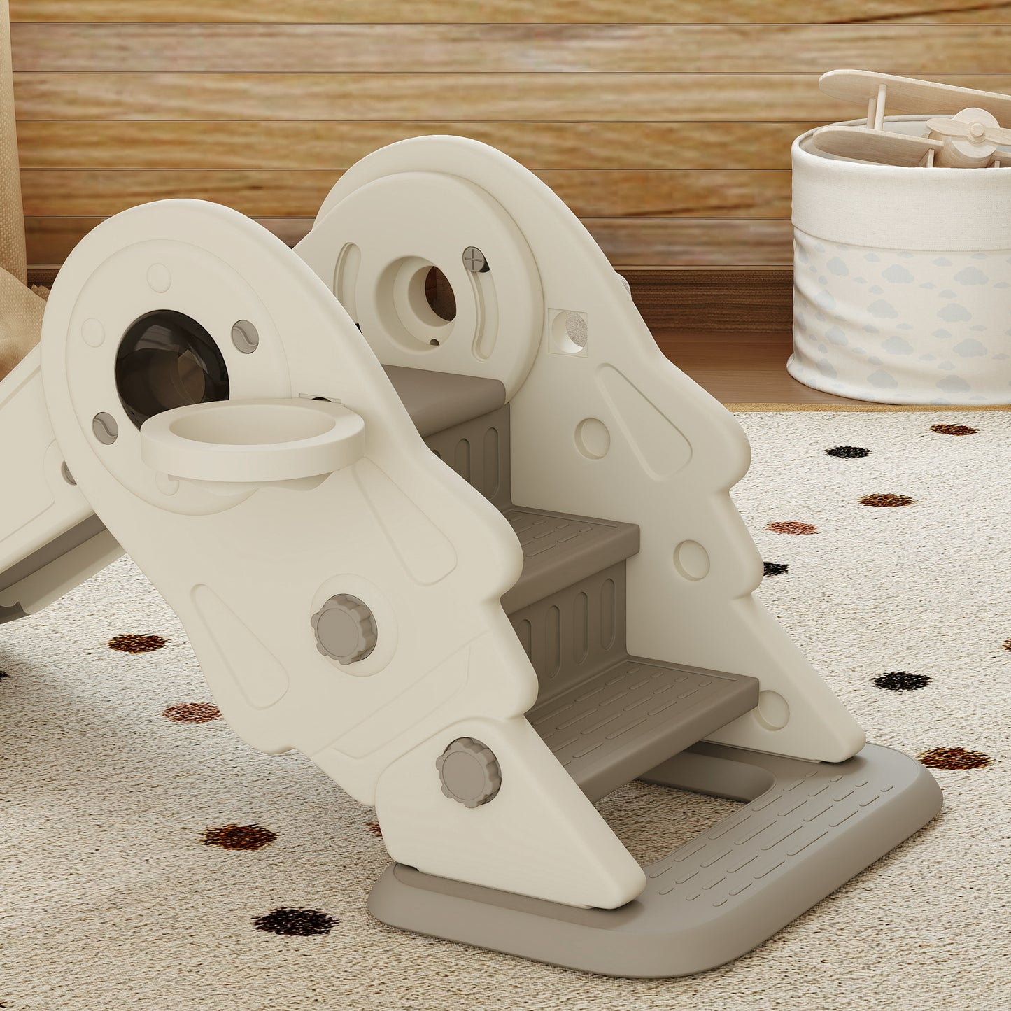 3-in-1 Kids Slide with Basketball Hoop, Climber