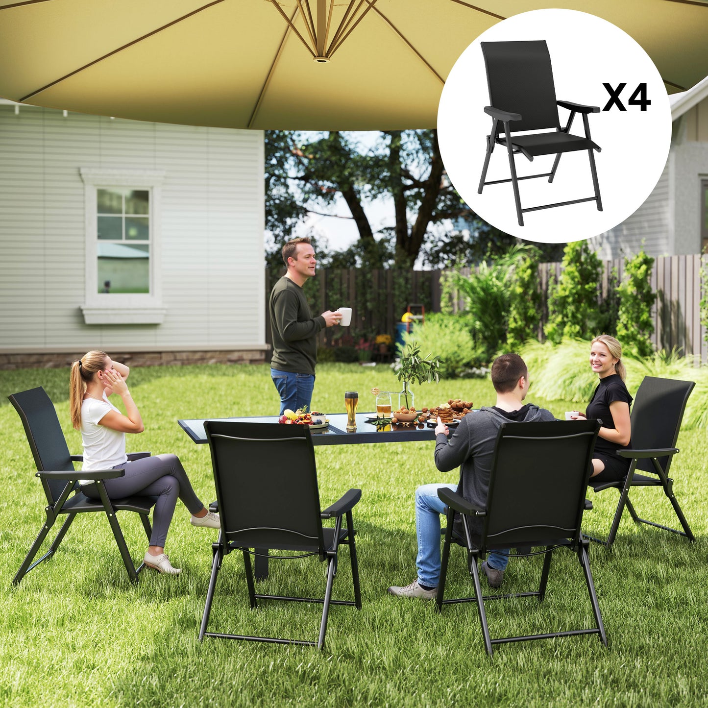 Set of Four Folding Outdoor Chairs