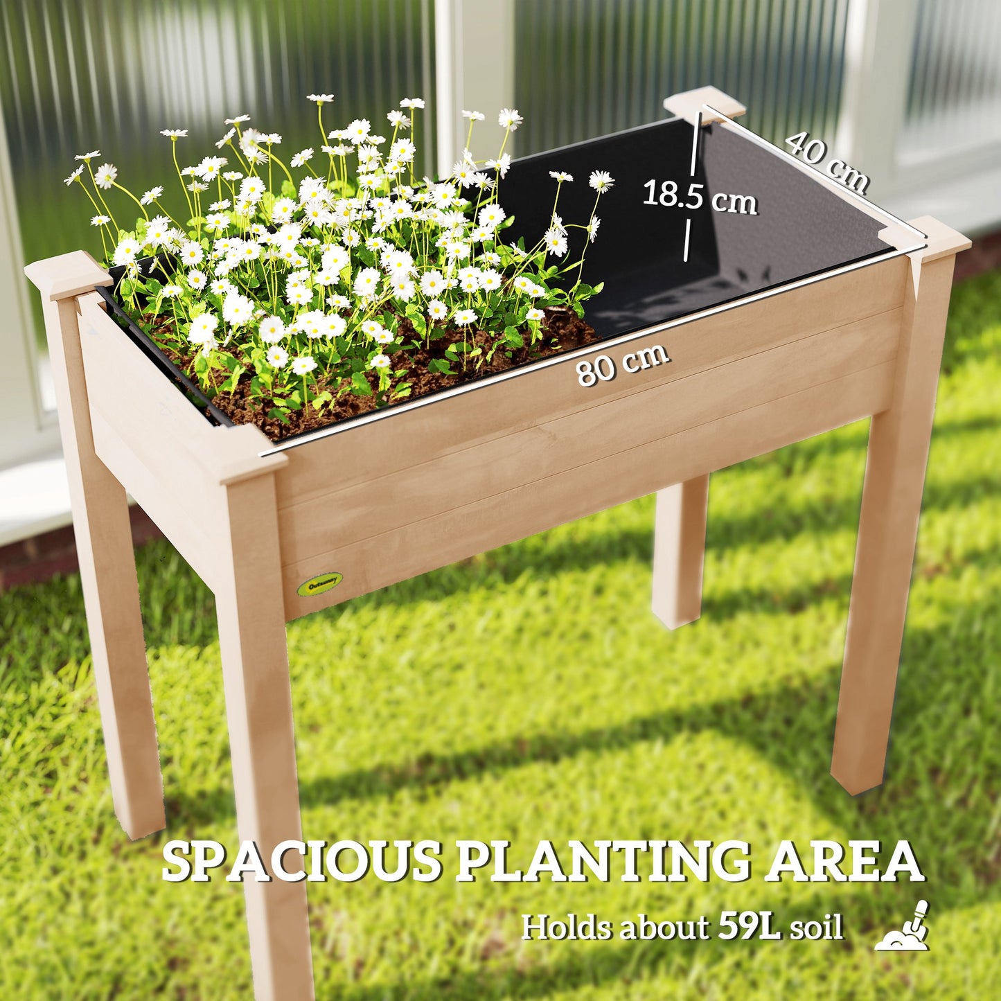Garden Wooden Planters， Rectangular Raised Bed,Flower Box
