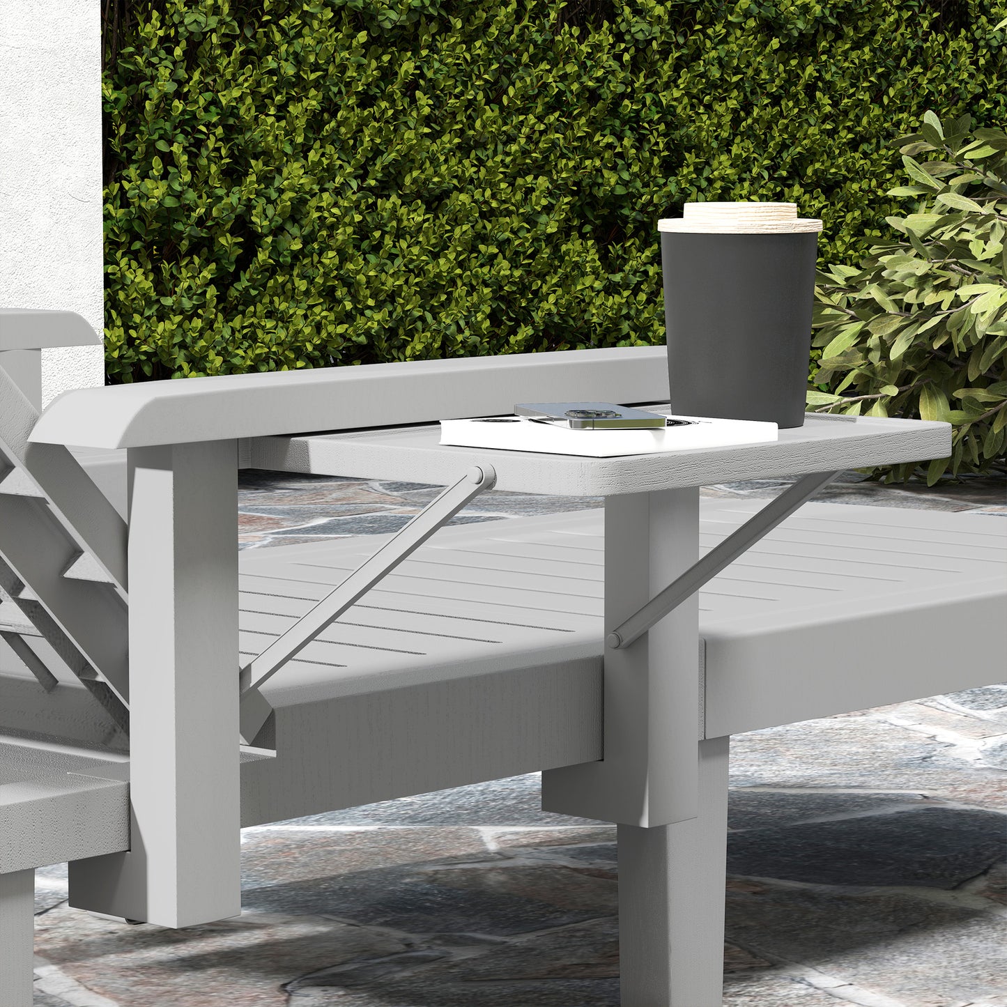 Set of 2 Resin Reclining Sun Loungers for Garden