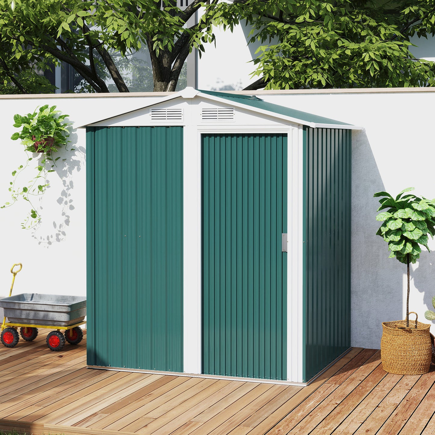 Garden Metal Tool Storage Shed with Sliding Door (2)