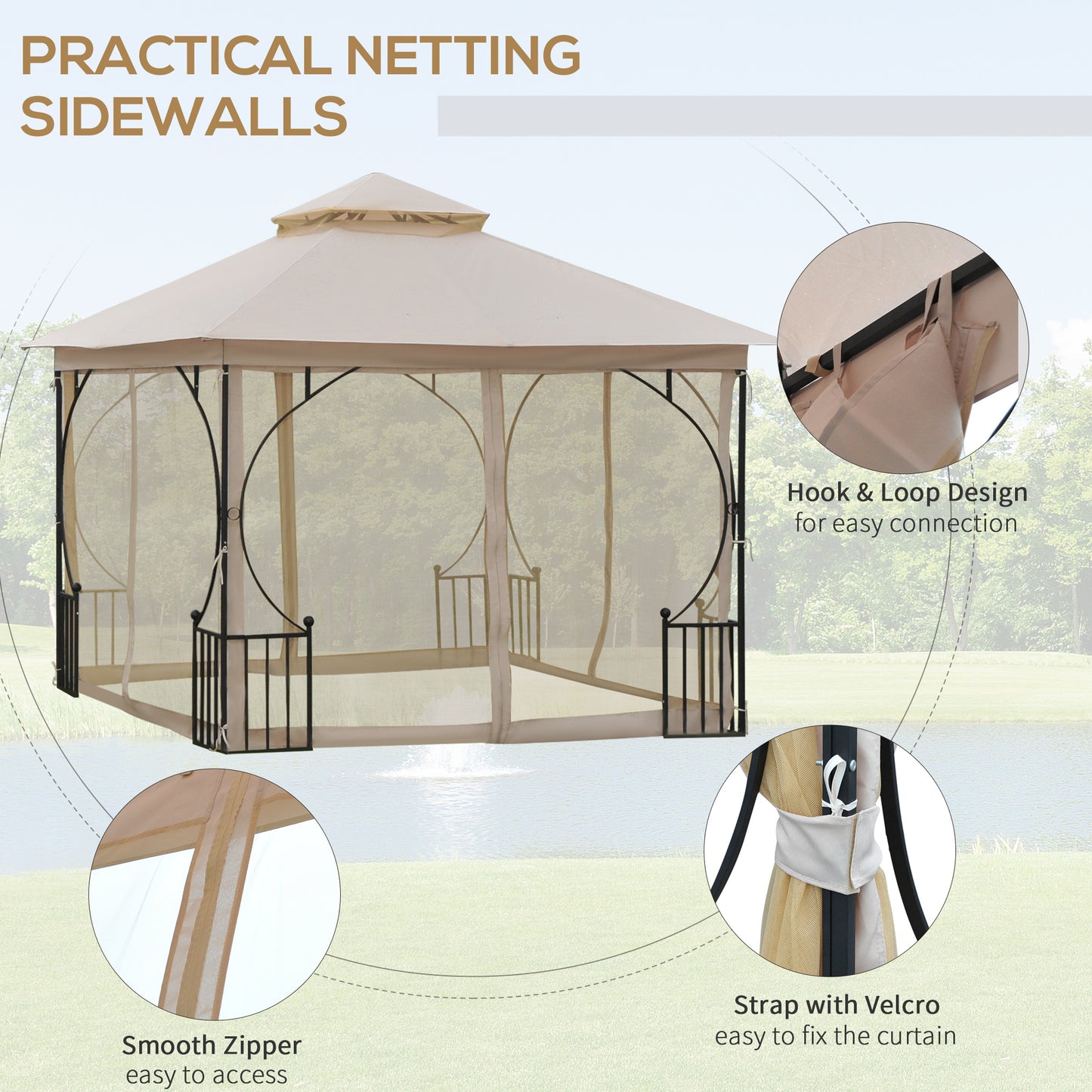 3 x 3(m) Garden Gazebo Patio Party Tent Shelter Outdoor Canopy