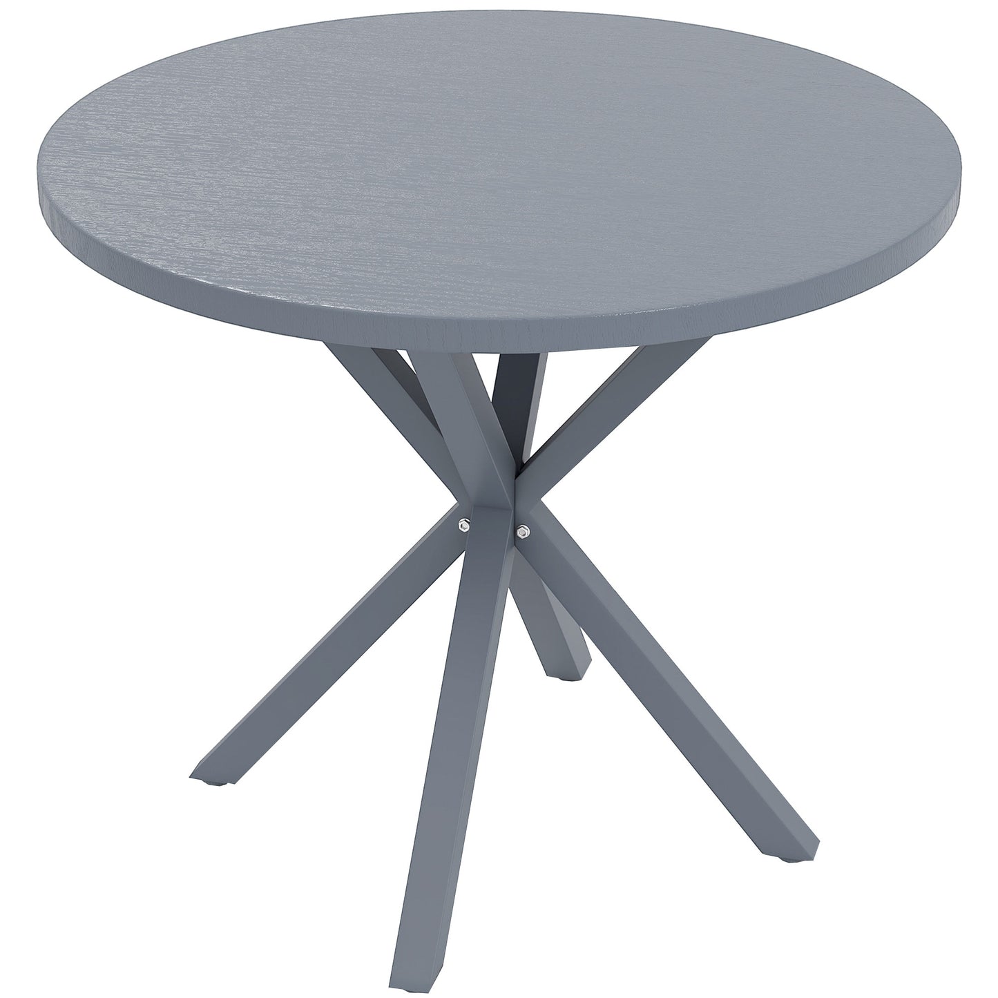 Garden Table, 85cm Round Outdoor Dining Table with Steel Frame