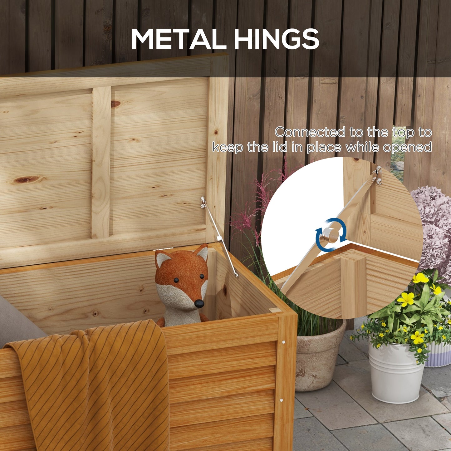 292L Outdoor Storage Box, Wooden Deck Box Garden Storage Container