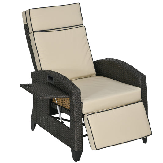 Outdoor Recliner Chair with Adjustable Backrest and Footrest