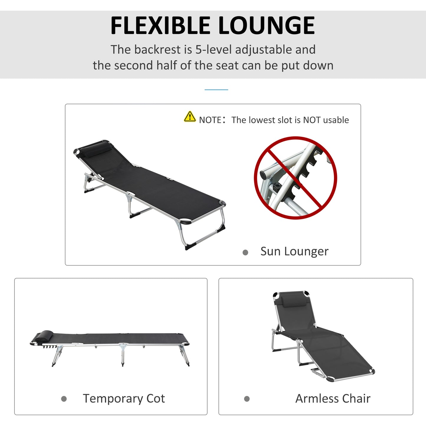 Foldable Outdoor Sun Loungers Set of 2