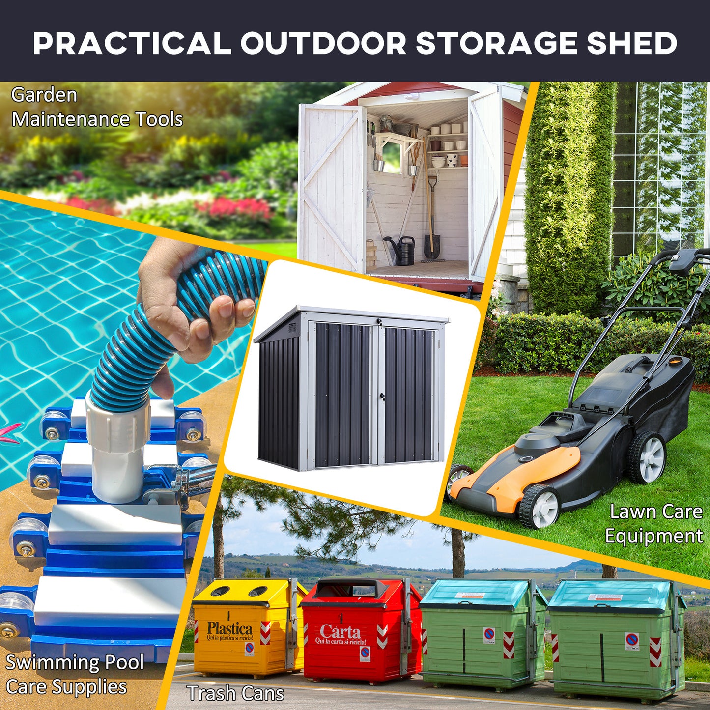 3.2 x 5.1ft Corrugated Steel Two-Bin Storage Shelter