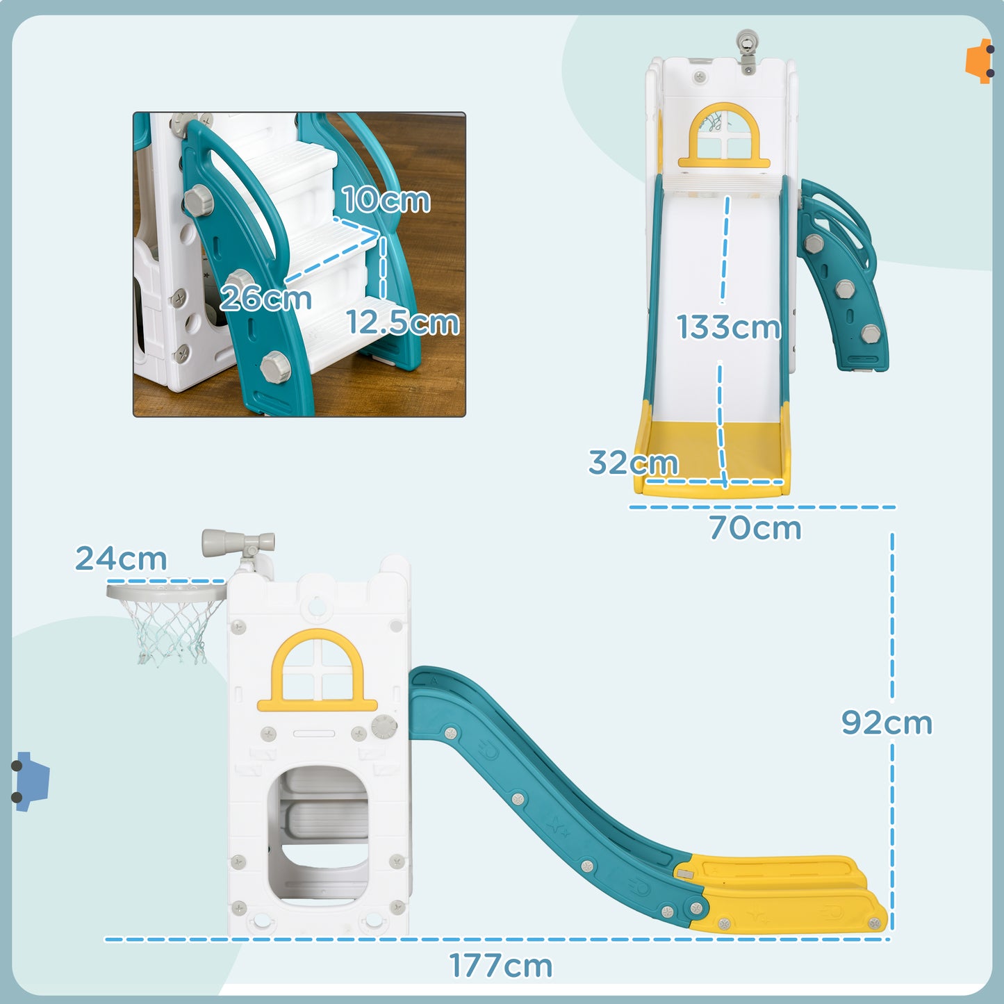 5 in 1 Toddler Slide with Basketball Hoop, Climber, Telescope