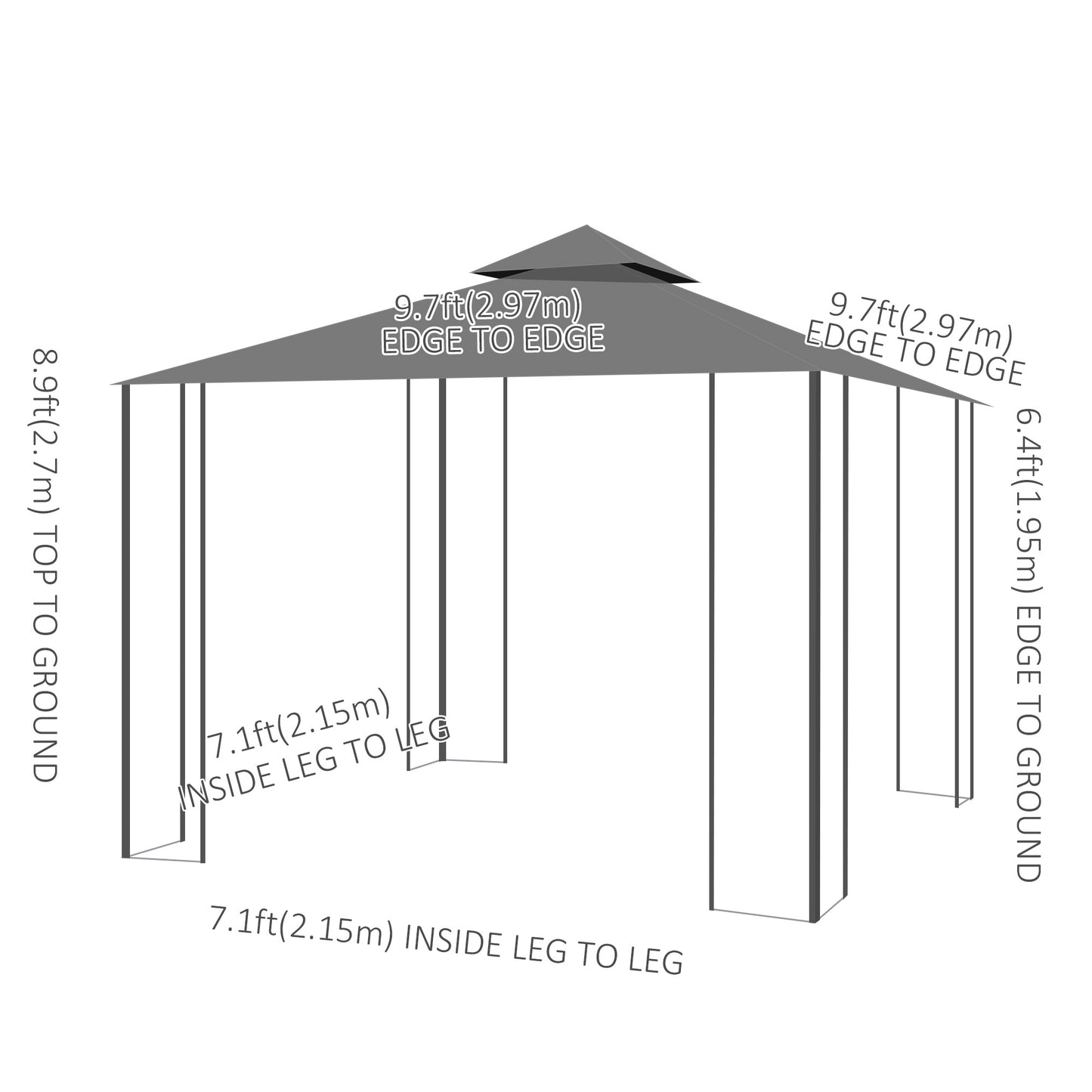 3 x 3(m) Patio Gazebo Canopy Garden Pavilion Tent Shelter