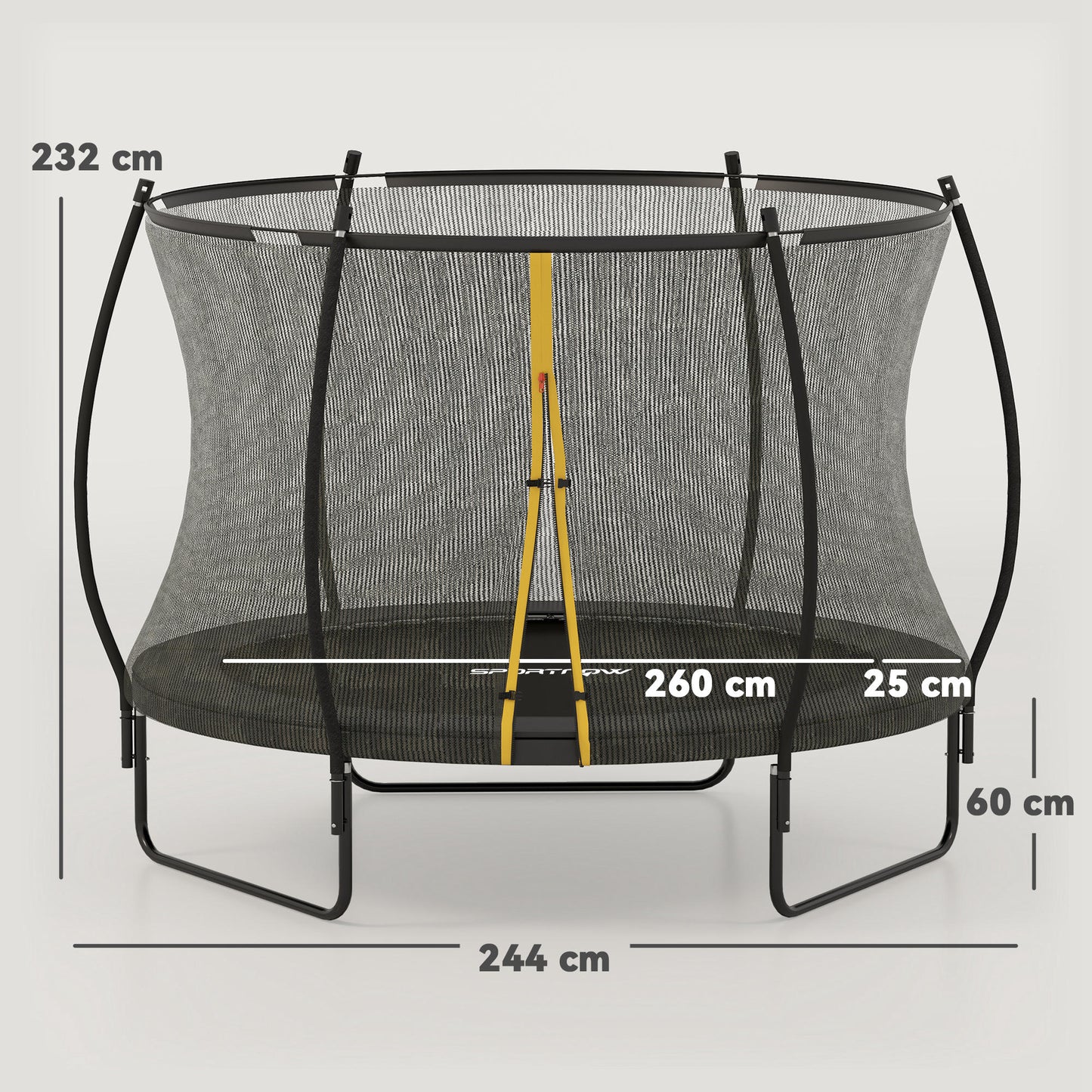 8ft Outdoor Trampoline with Enclosure Net, Spring Cover