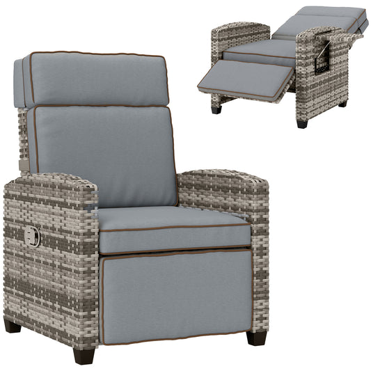 145° Reclining Rattan Armchair with Footrest