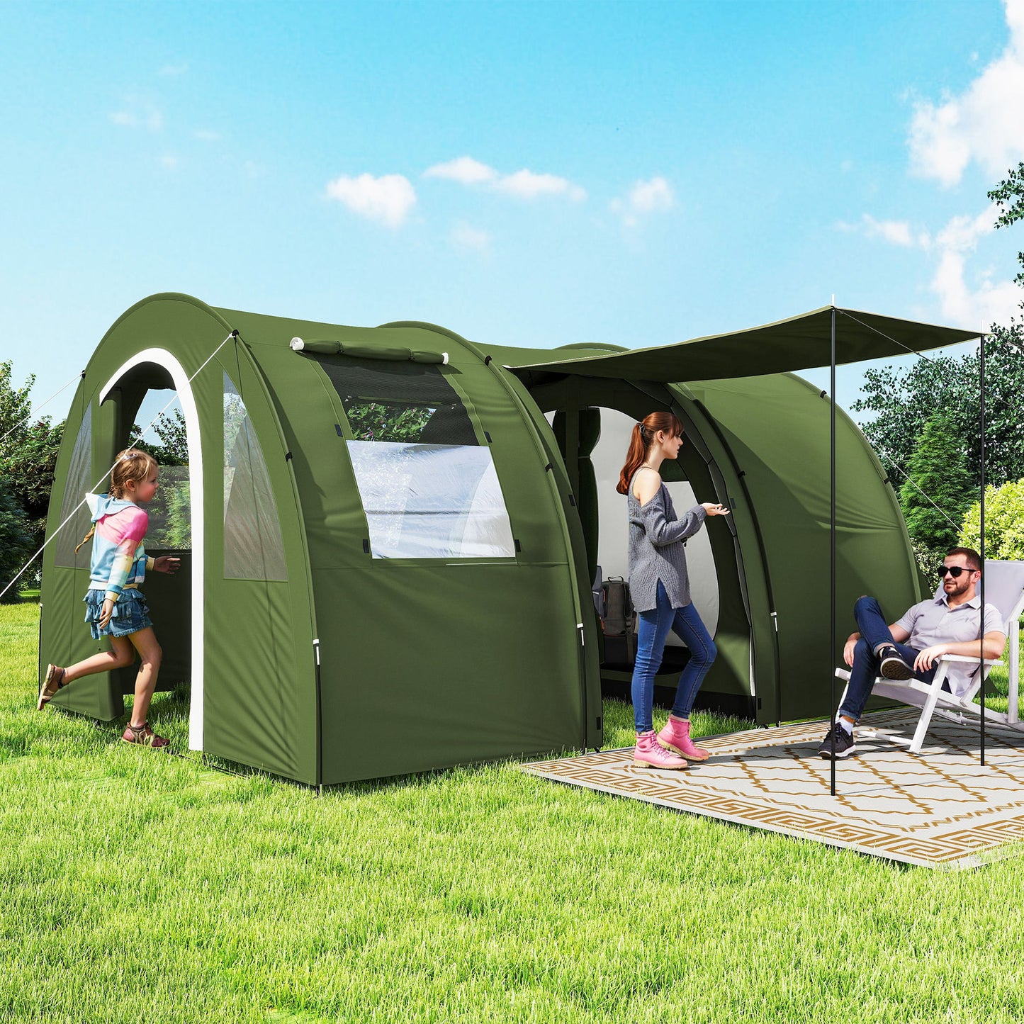 5-6 Man Camping Tent with 2 Room, Floor and Carry Bag