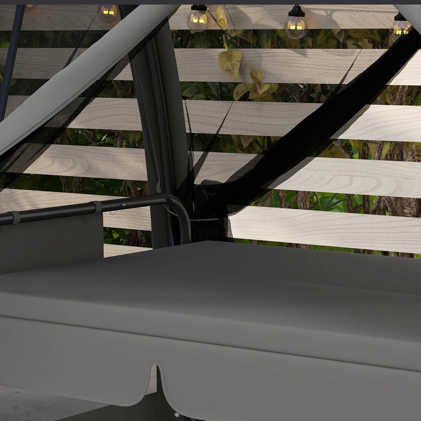 Three-Seater Convertible Swing Chair/Bed, with Curtained Canopy