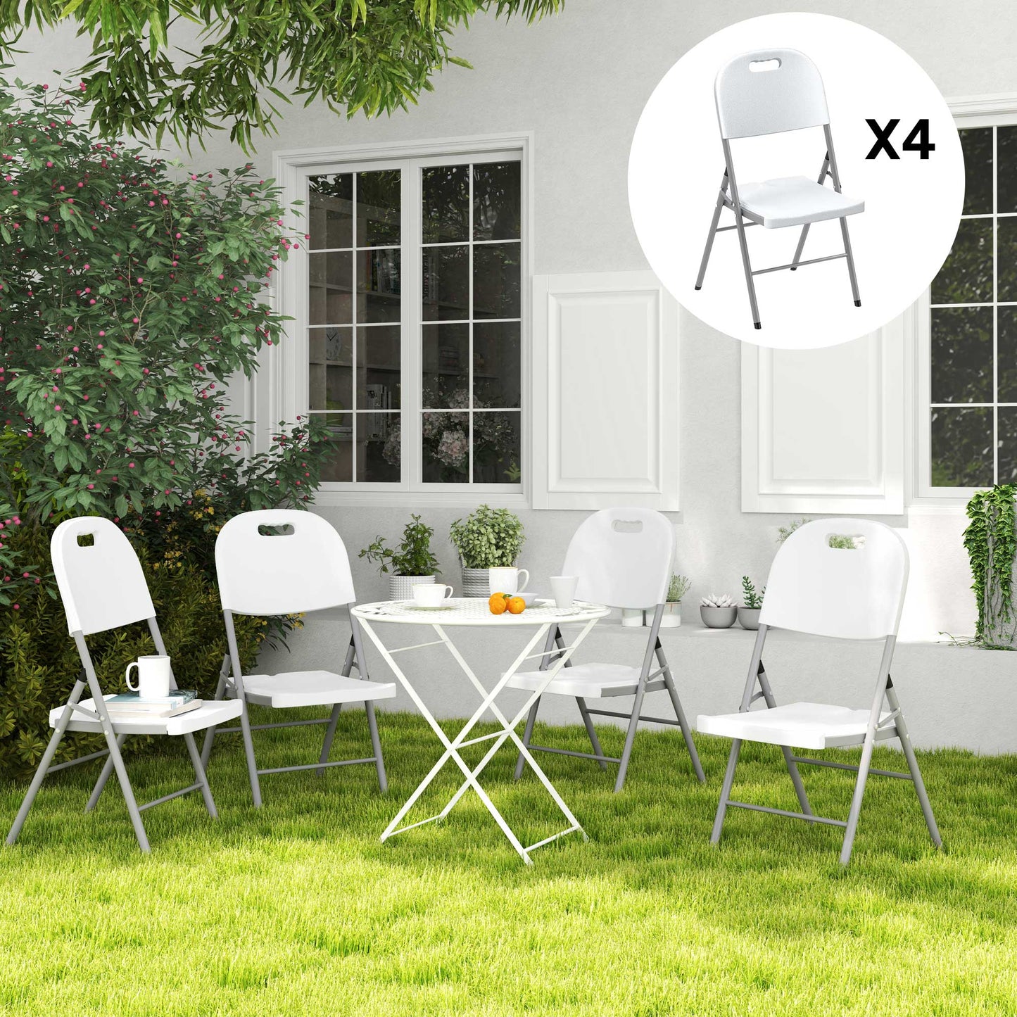 Set of Four Foldable Outdoor Chairs