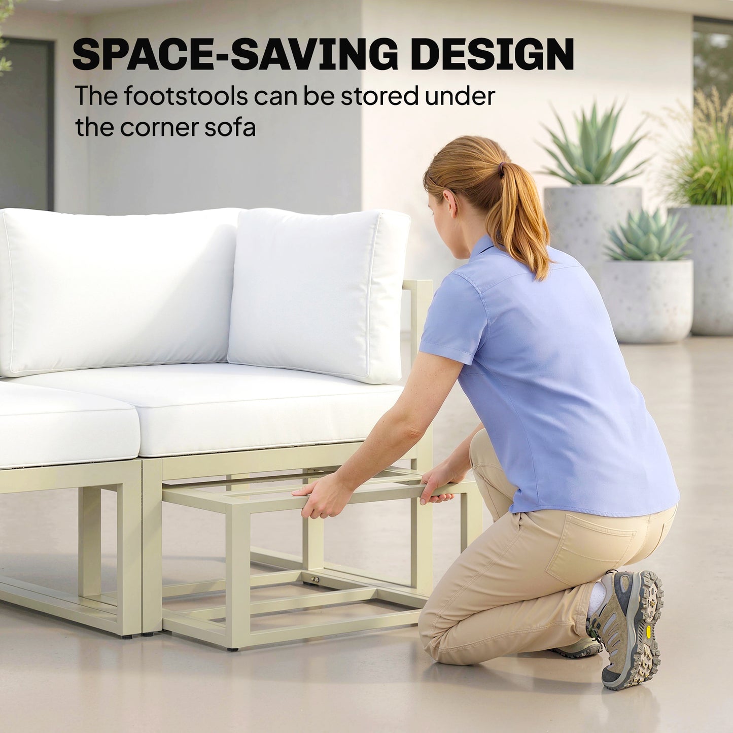 Garden Daybed, 6 Piece Outdoor Sectional Sofa Set