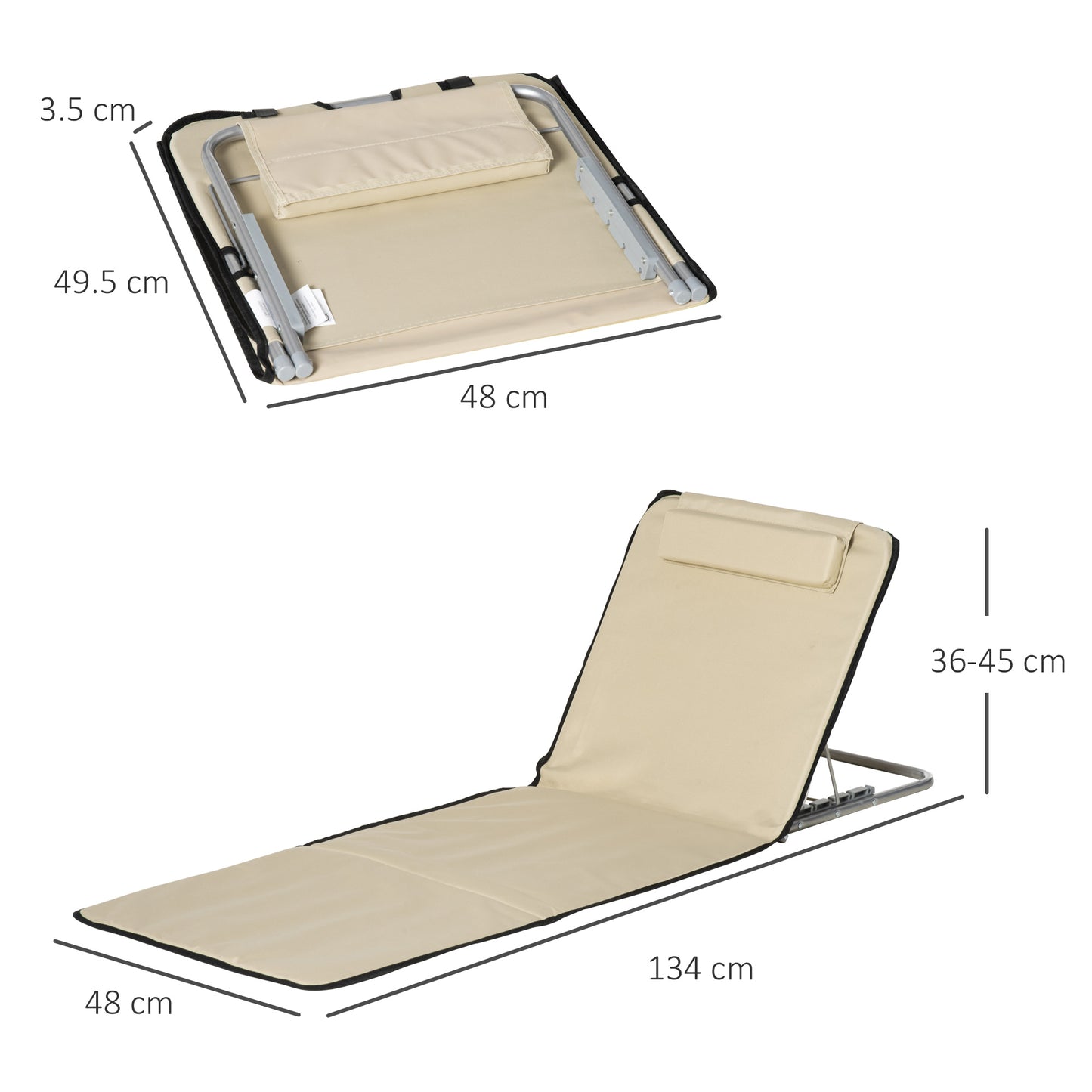 Set of 2 Foldable Garden Beach Chair Mat Lightweight Outdoor Sun