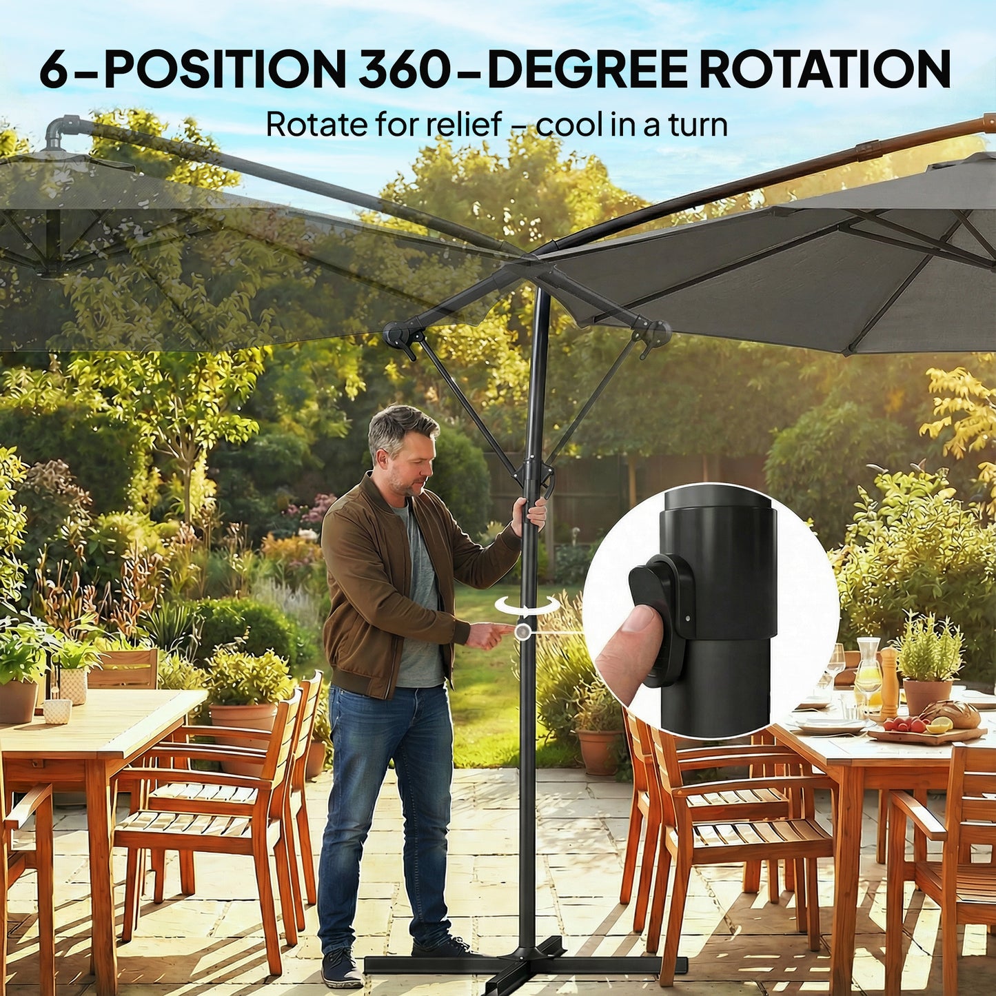 3 m Garden Cantilever Parasol with Cover