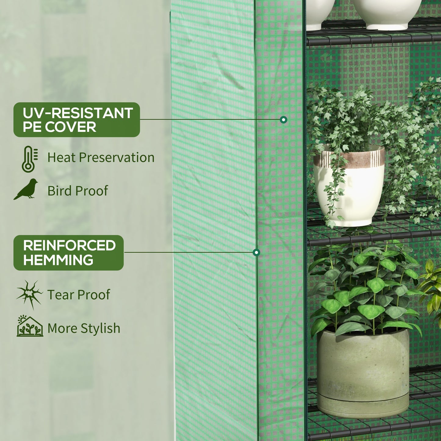 4 Tier Mini Greenhouse with Reinforced PE Cover