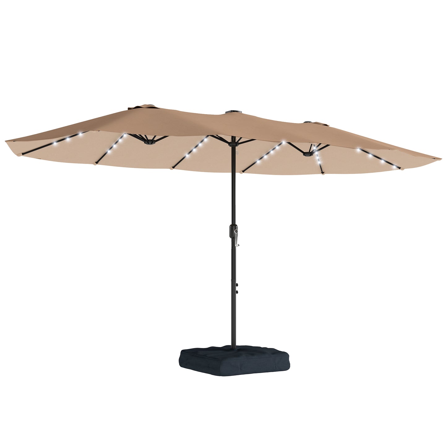 Patio Umbrella Double-Sided Outdoor Umbrella with Solar Lights Base