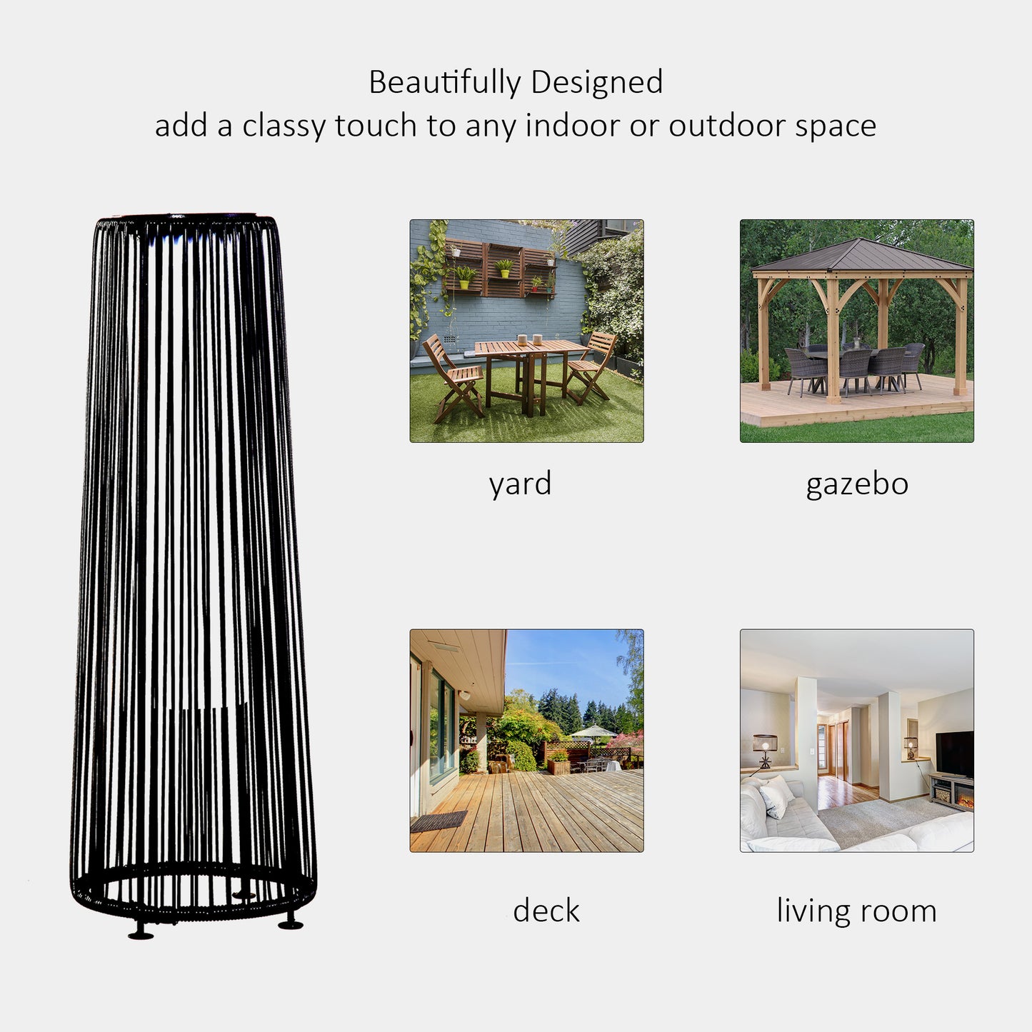 Patio Garden Solar Powered Lights Woven Resin Wicker Lantern Auto