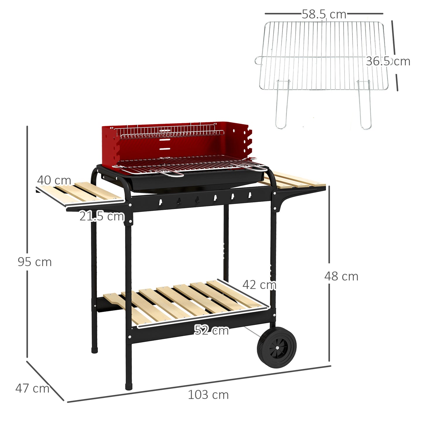 Charcoal BBQ, with Five Position Grill Grate