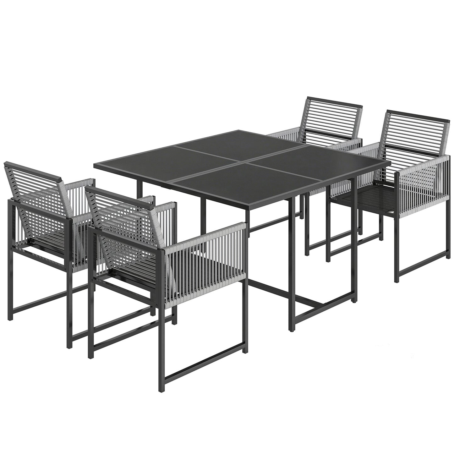 5 Pieces Garden Dining Set, Outdoor Patio Cube Set