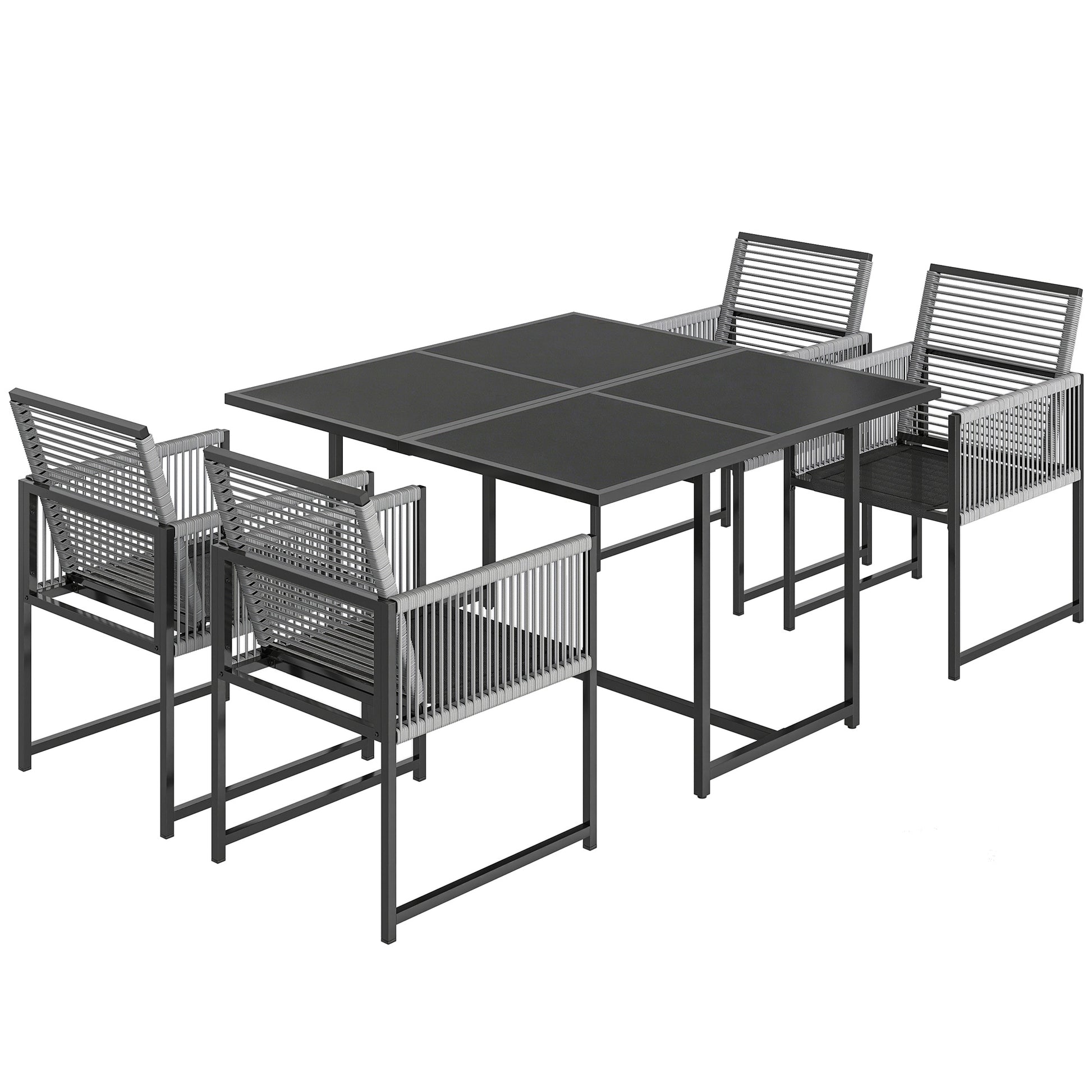 5 Pieces Garden Dining Set, Outdoor Patio Cube Set