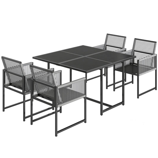 5 Pieces Garden Dining Set, Outdoor Patio Cube Set