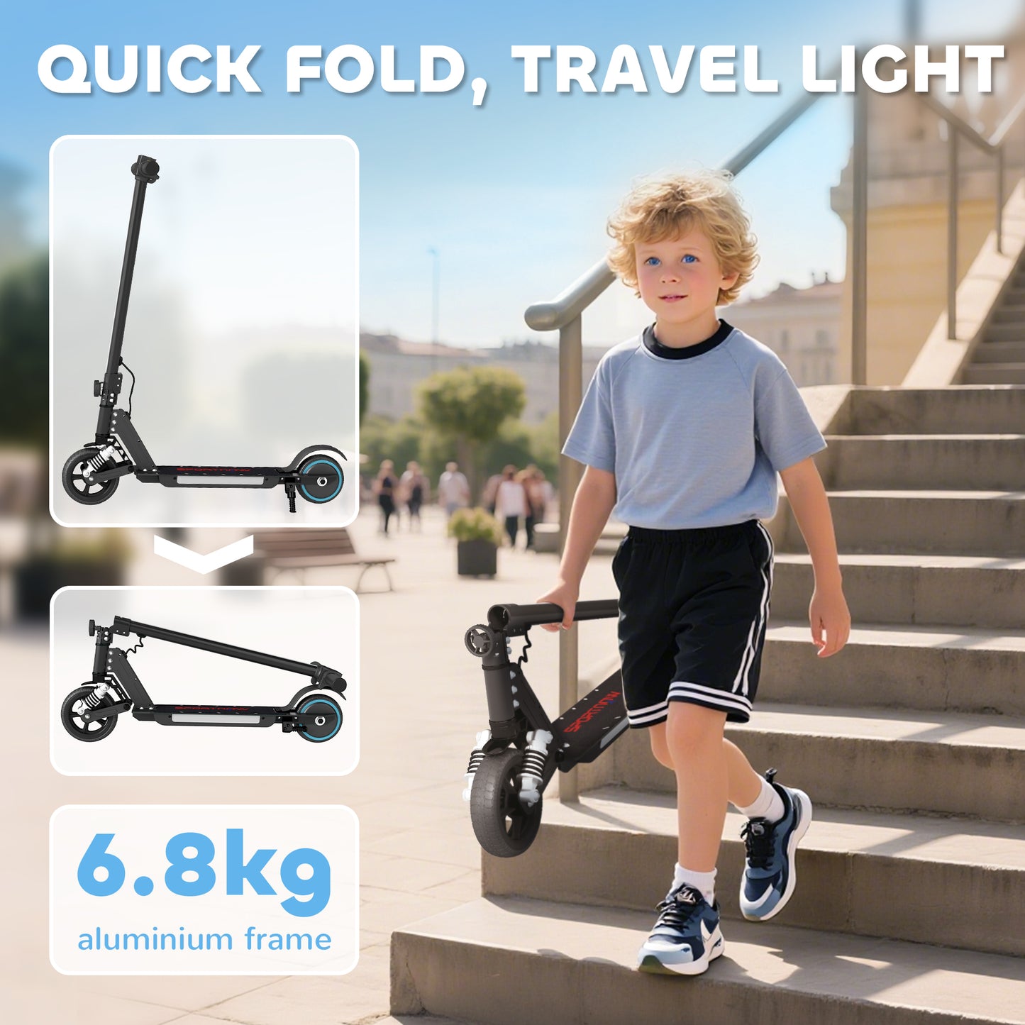 Folding Electric Scooter for Kids, with Dual Brakes
