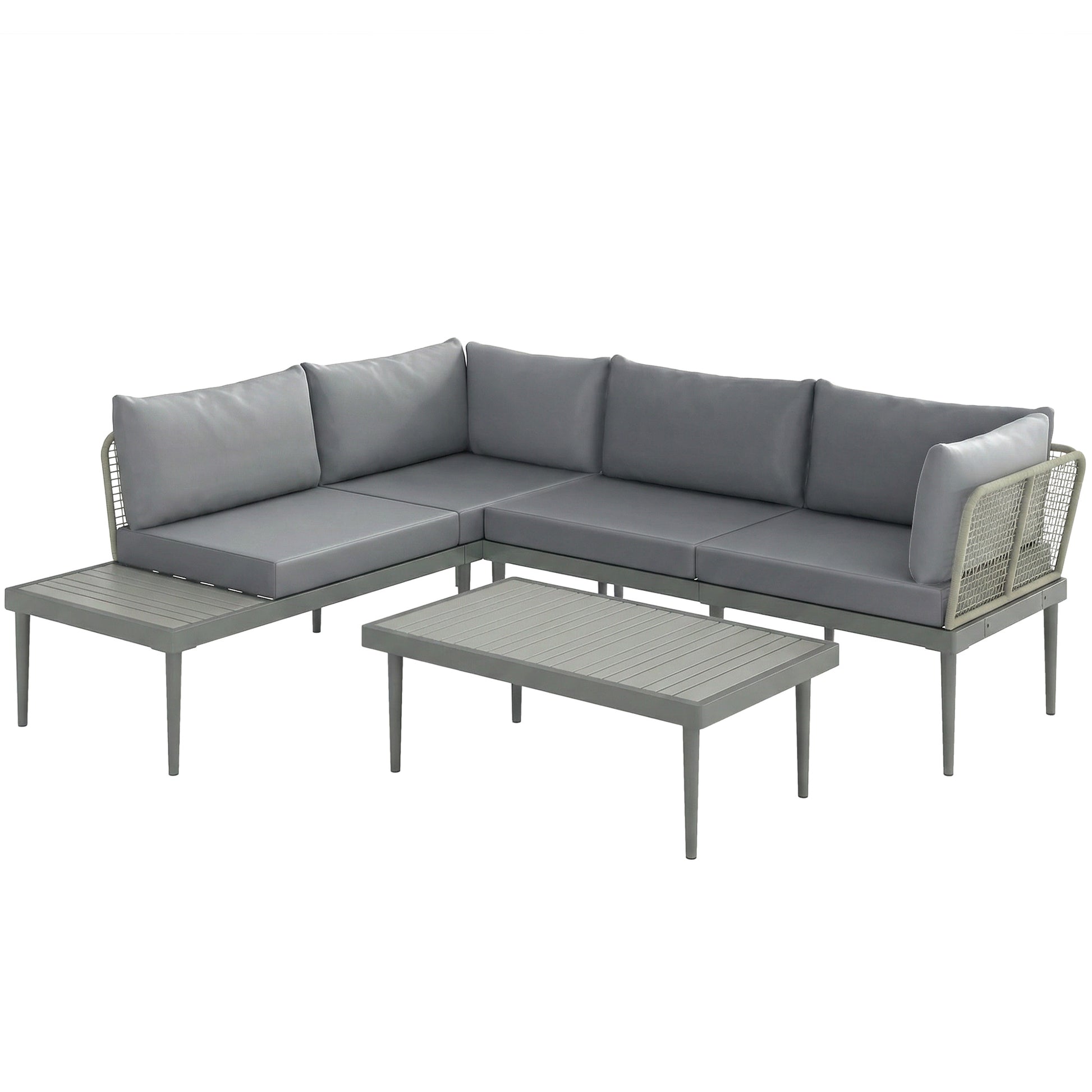 Thee-Piece 'L' Rattan Sofa Set