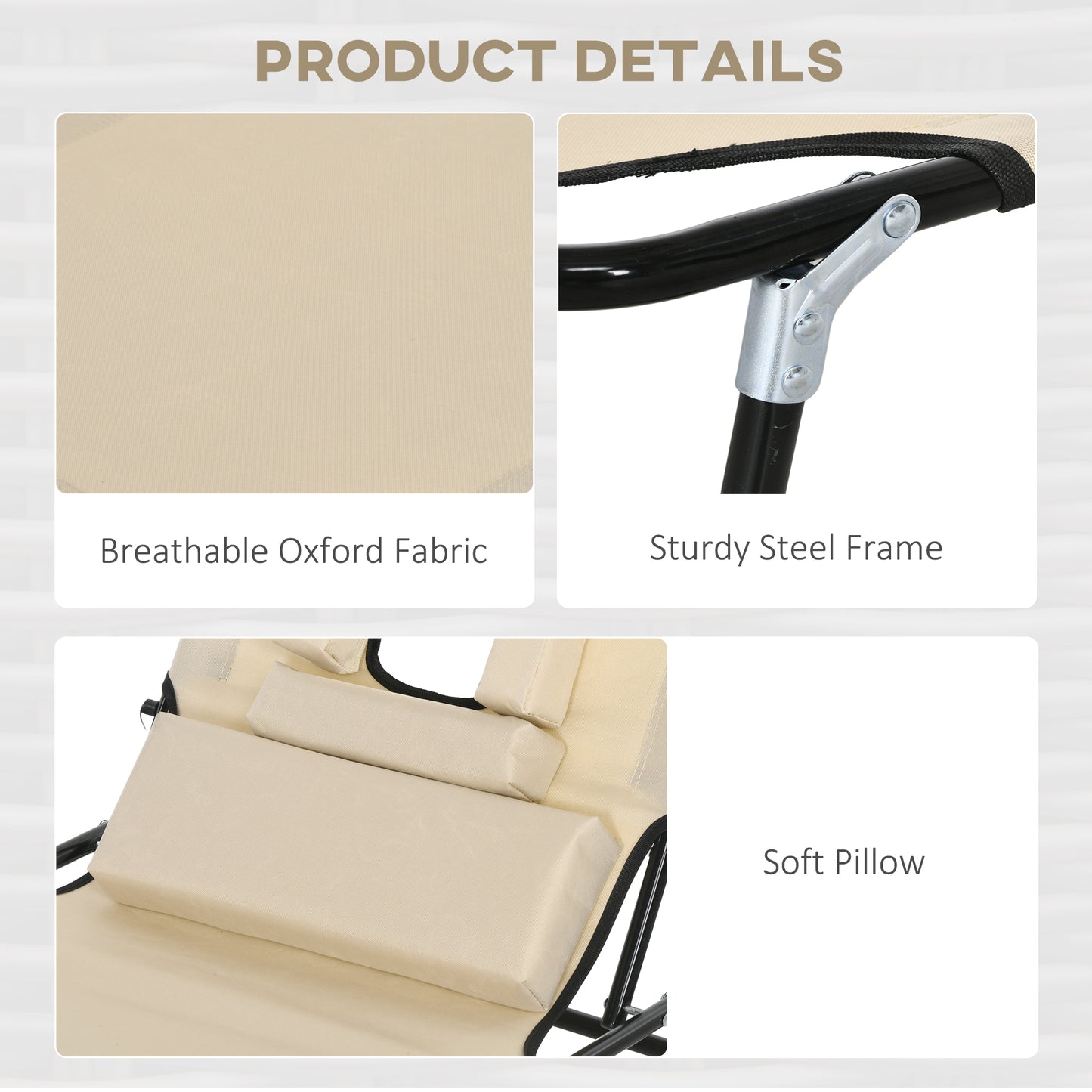 Folding Sun Loungers Set of 2 with Face Hole