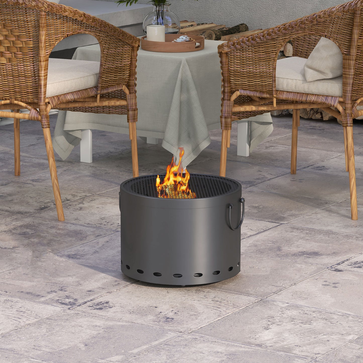 Smokeless Fire Pit, 38cm Portable Wood Burning Firepit