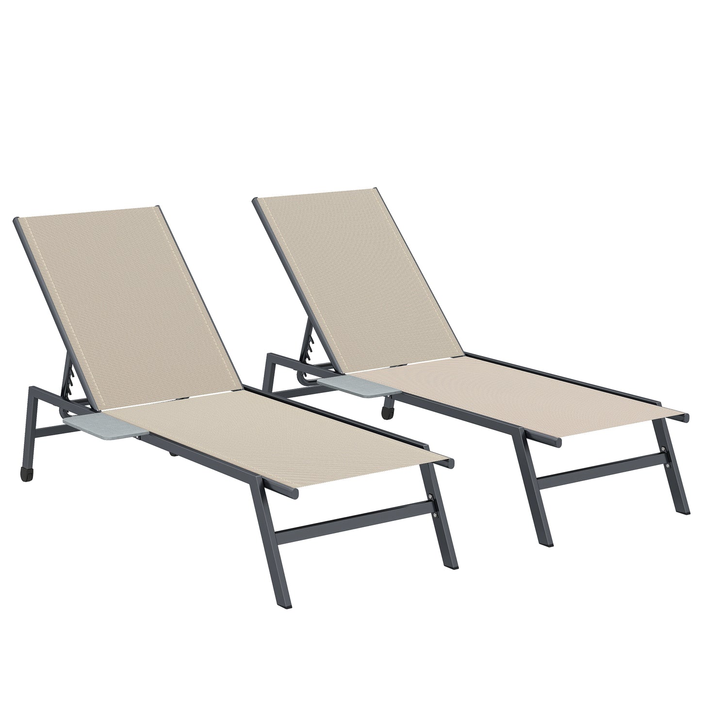 Sun Loungers Set of 2 with Side Tray Table