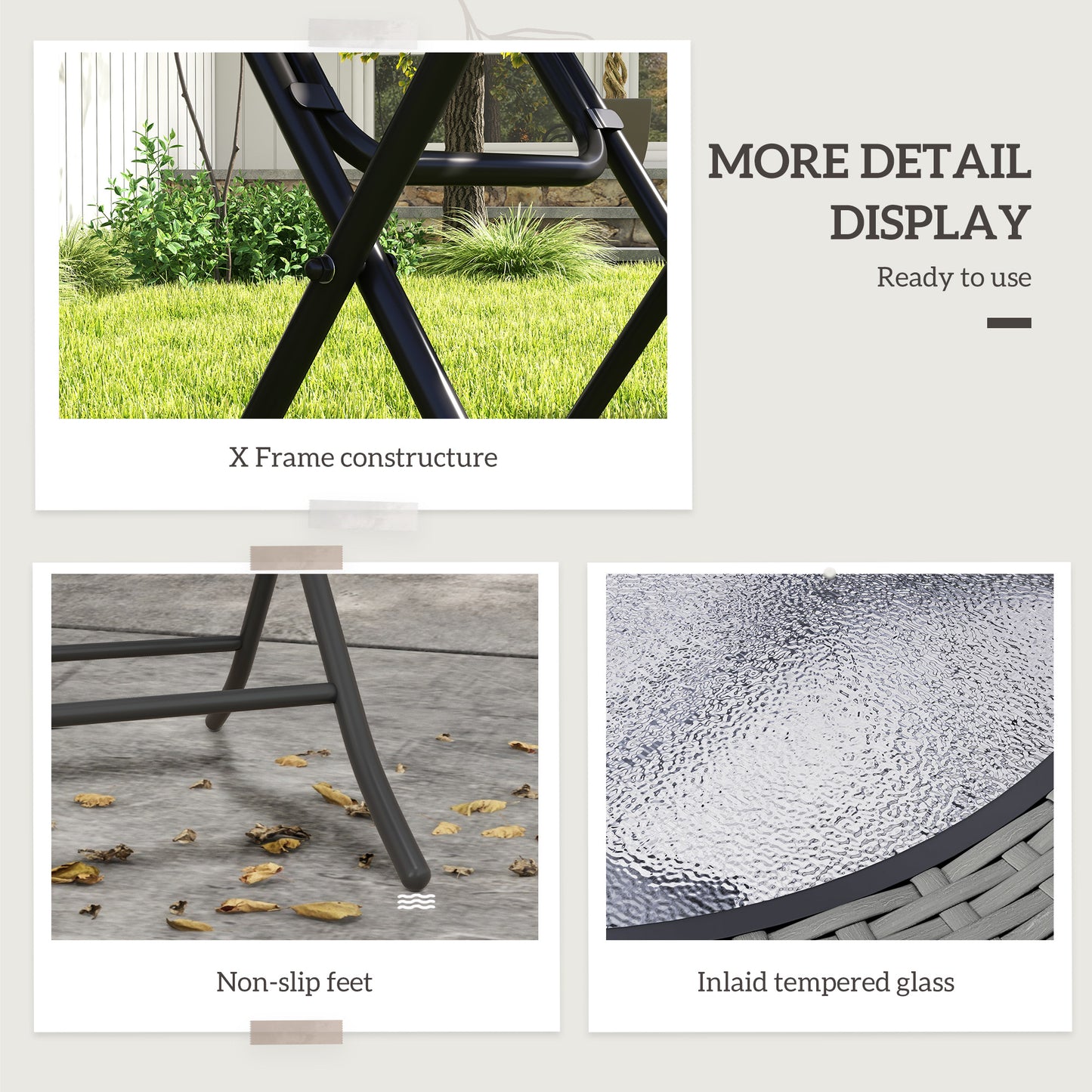 Folding Rattan Garden Dining Table