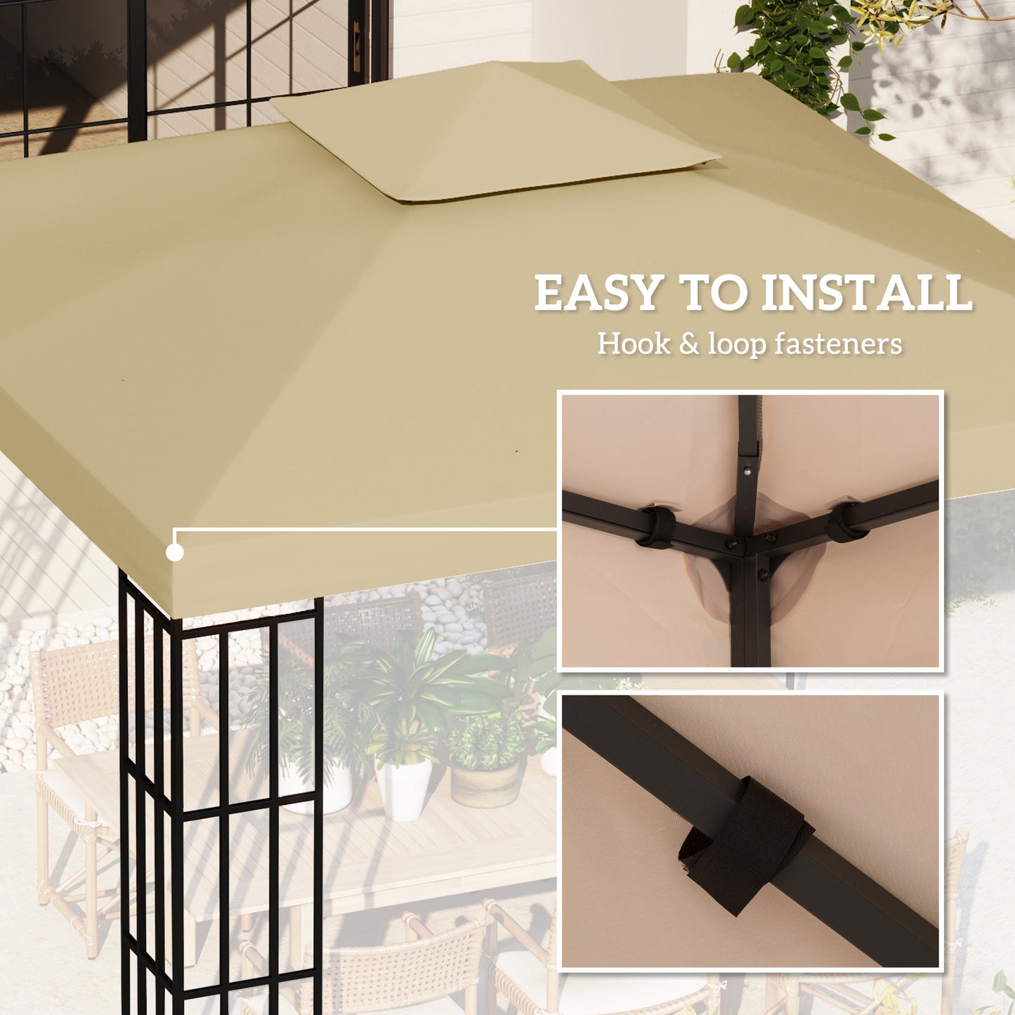 3(m) Gazebo Top Cover Double Tier Canopy Replacement Pavilion Roof