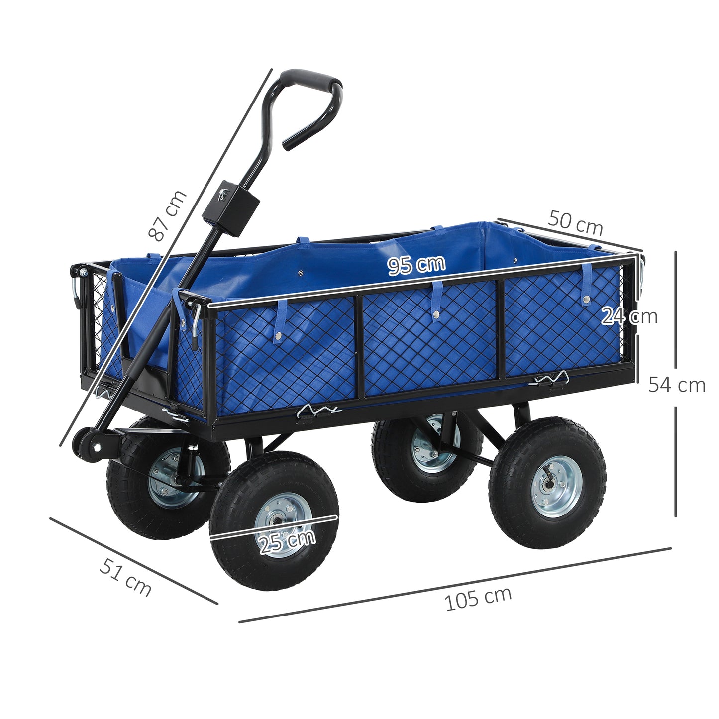 114L Steel Frame Garden Cart Trolley
