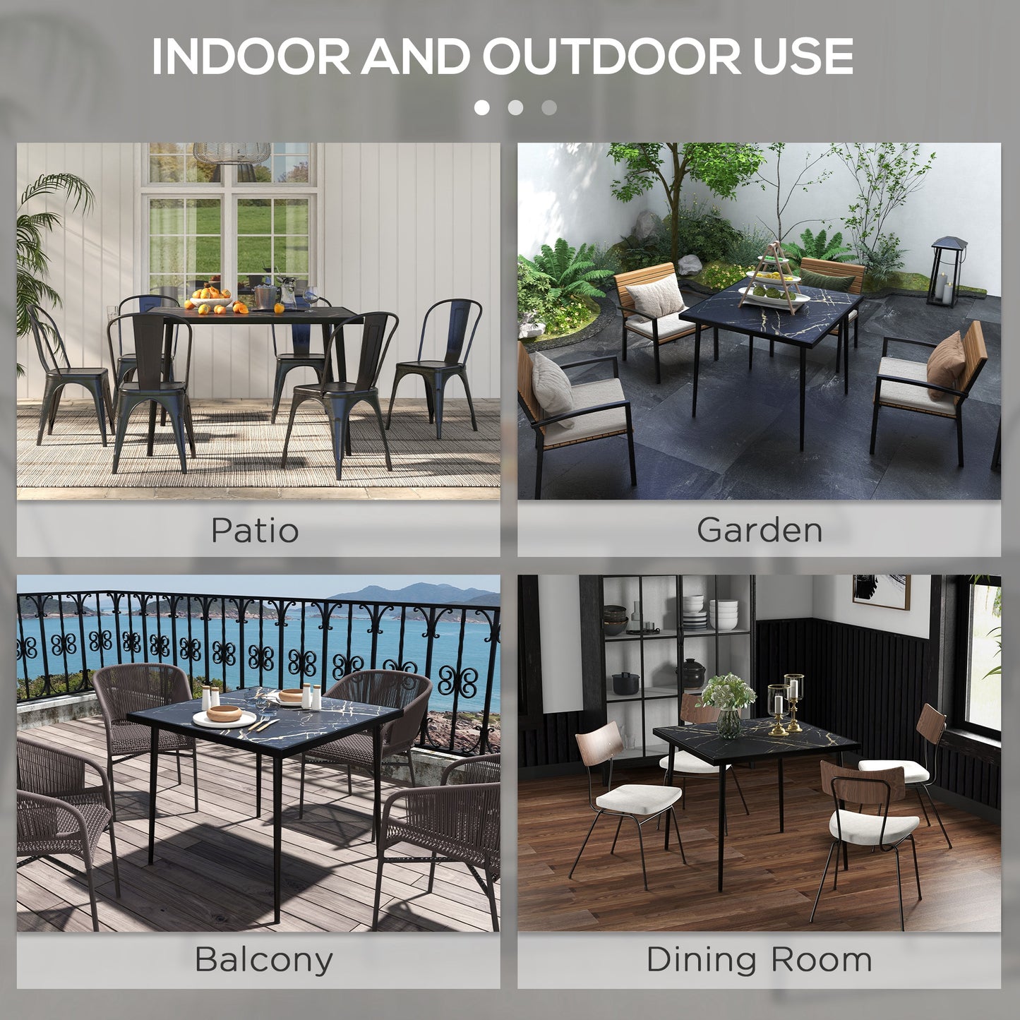 Square Garden Table, Outdoor Dining Table for 4