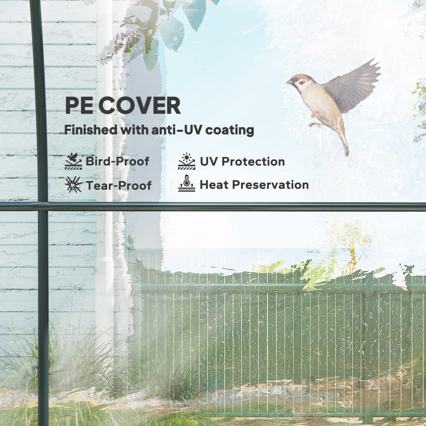 Polytunnel Greenhouse Walk-in Grow House with Plasric Cover, Door